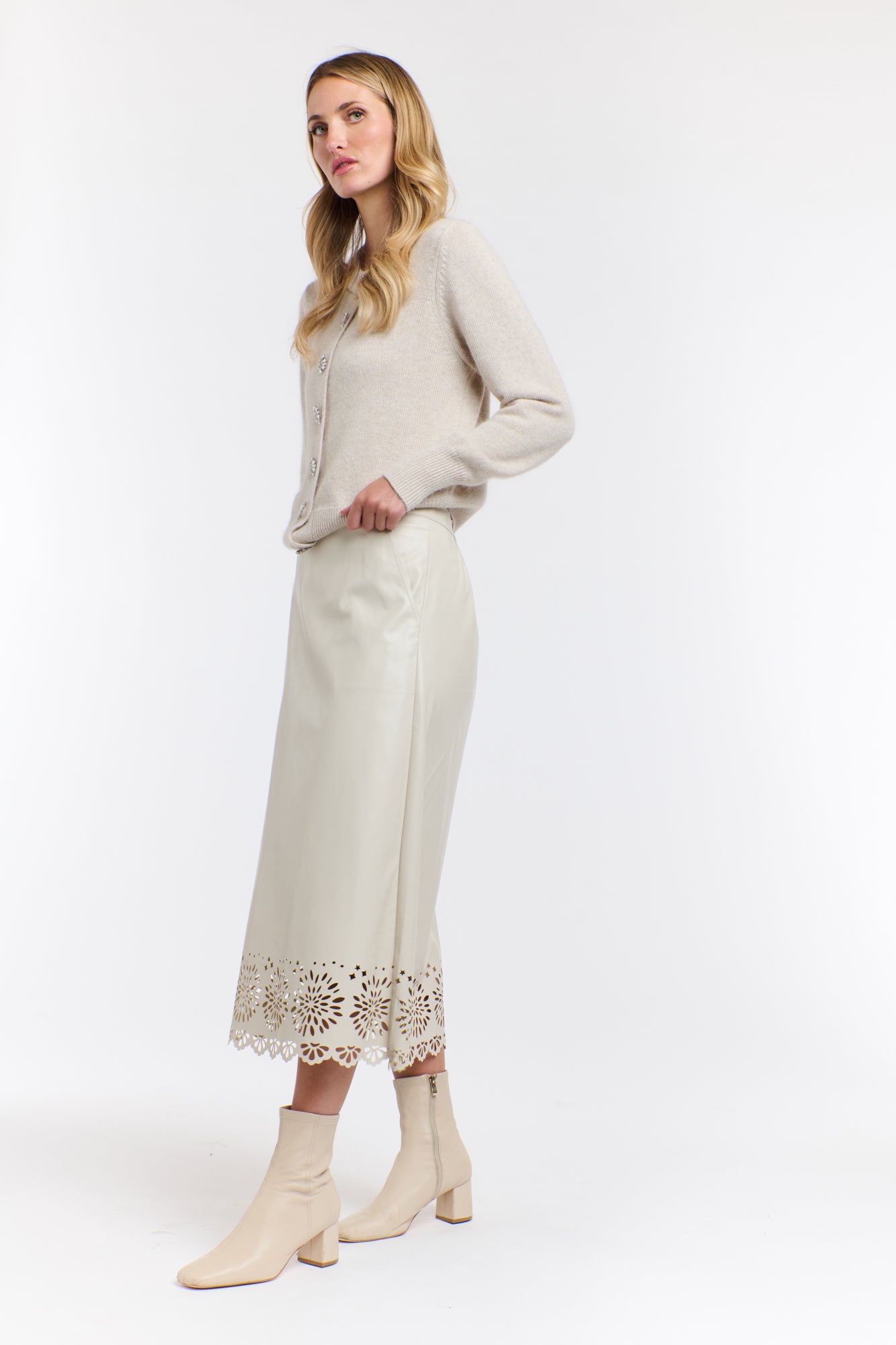 RAVEN LASER CUT PU SKIRT