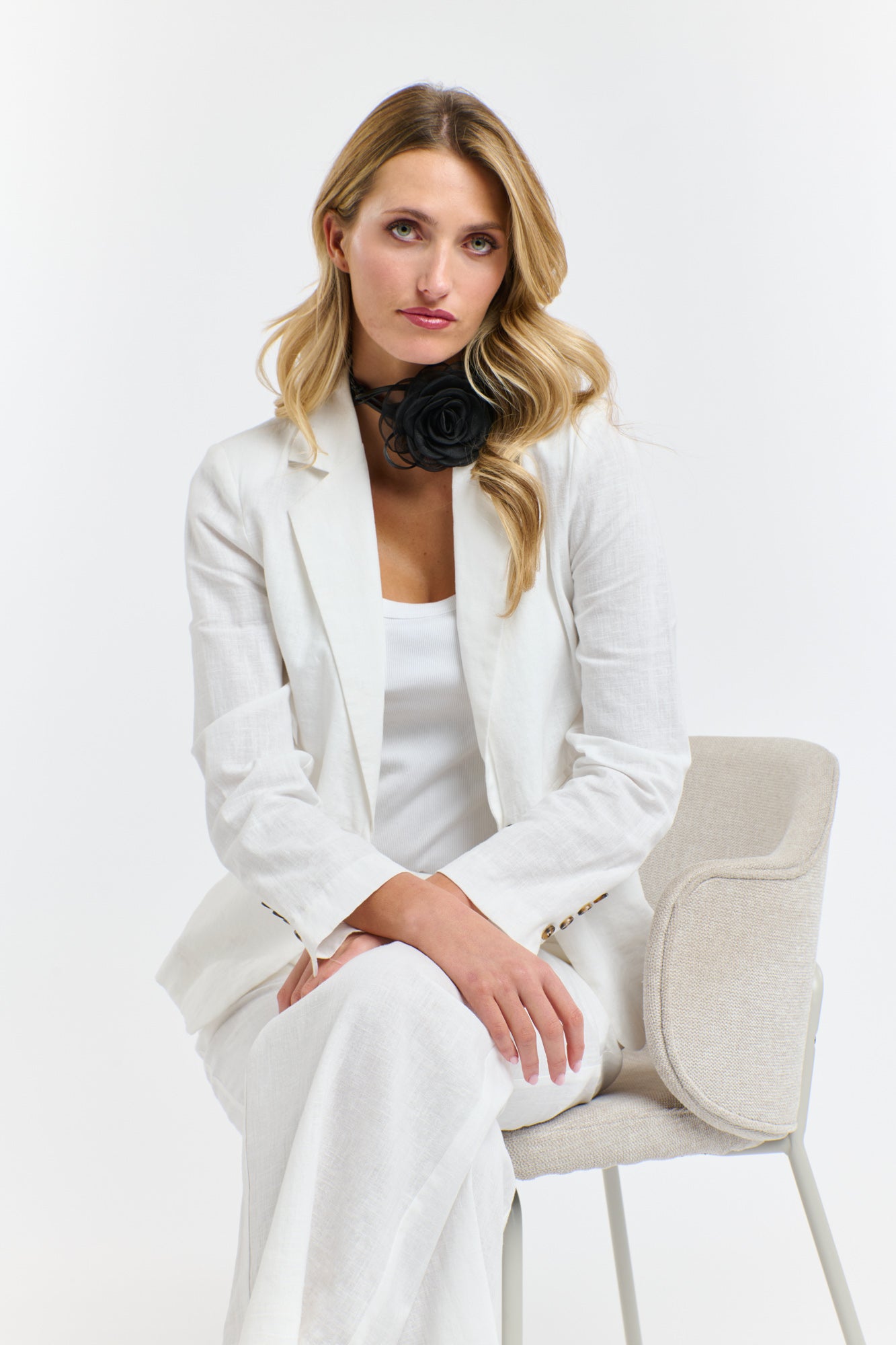 PORTOFINO LINEN BLAZER WHITE