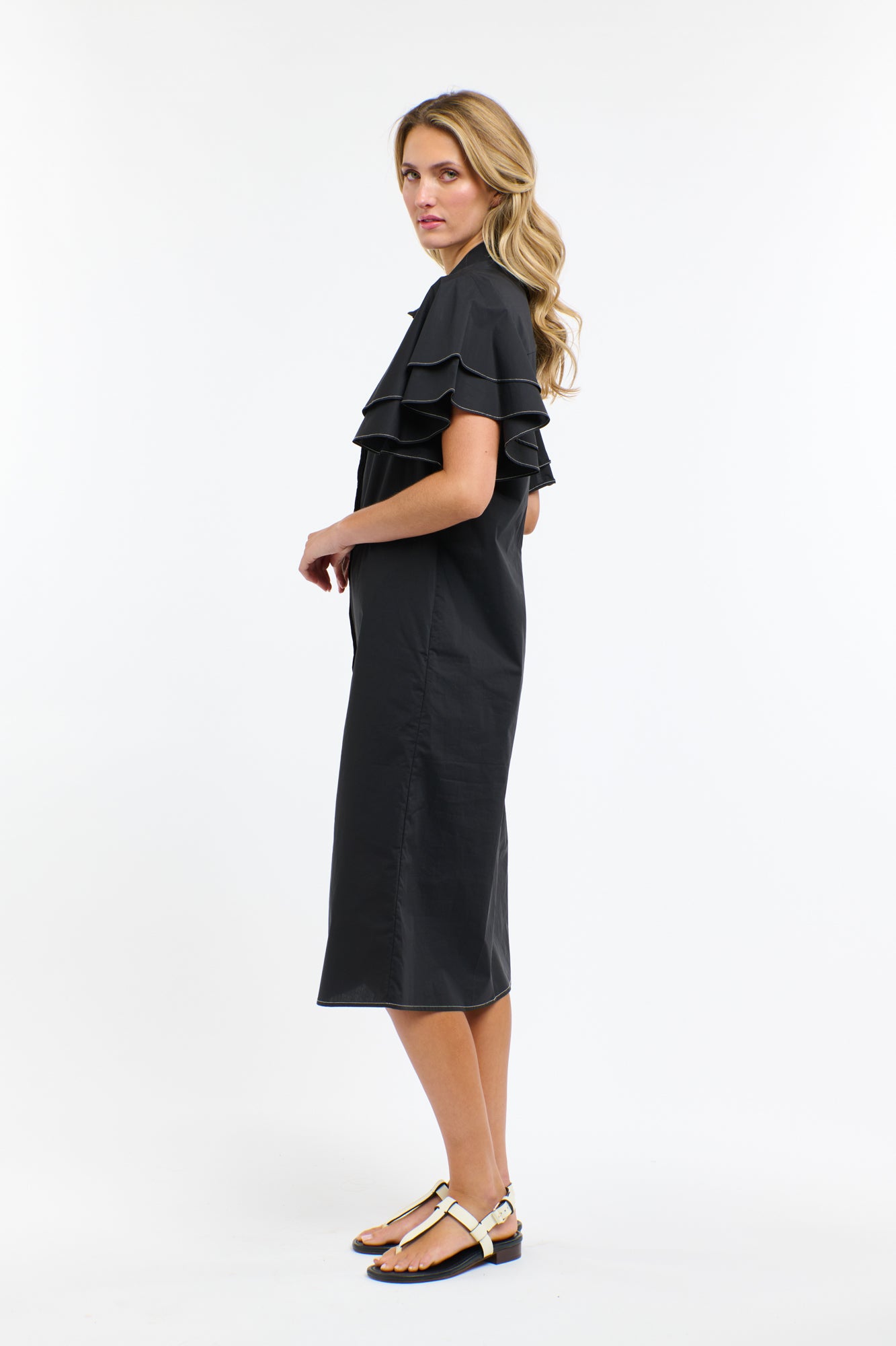 LAINIE FLUTTER DRESS BLACK