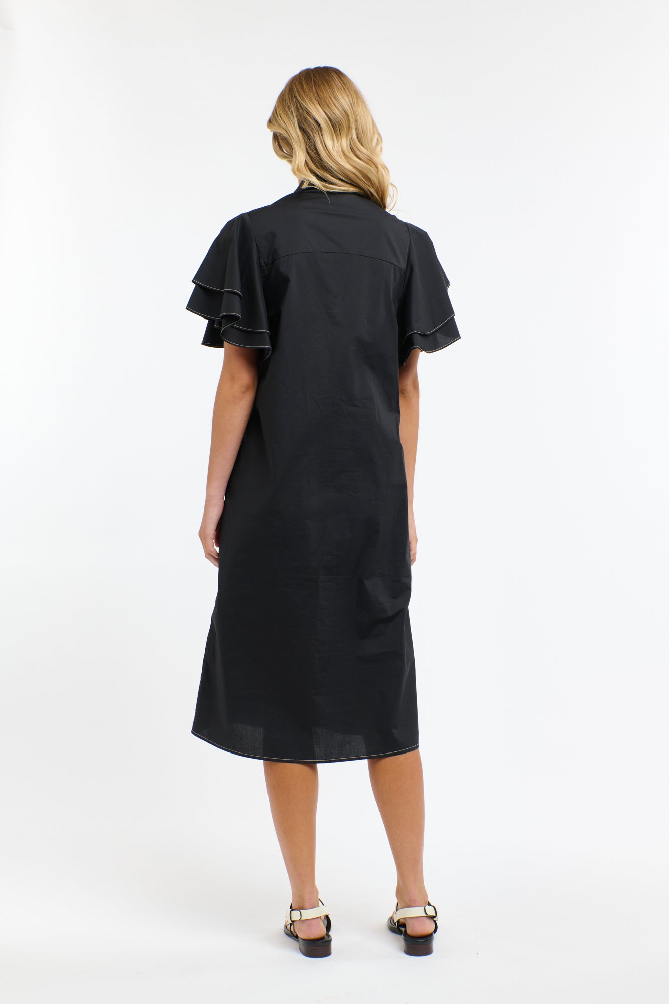 LAINIE FLUTTER DRESS BLACK