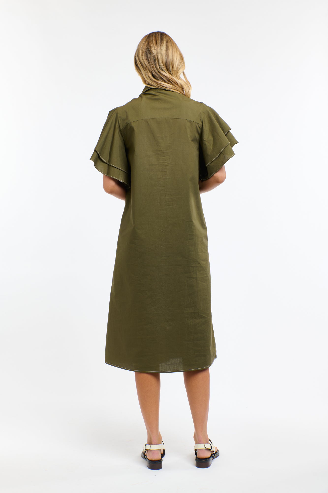 LAINIE FLUTTER DRESS KHAKI