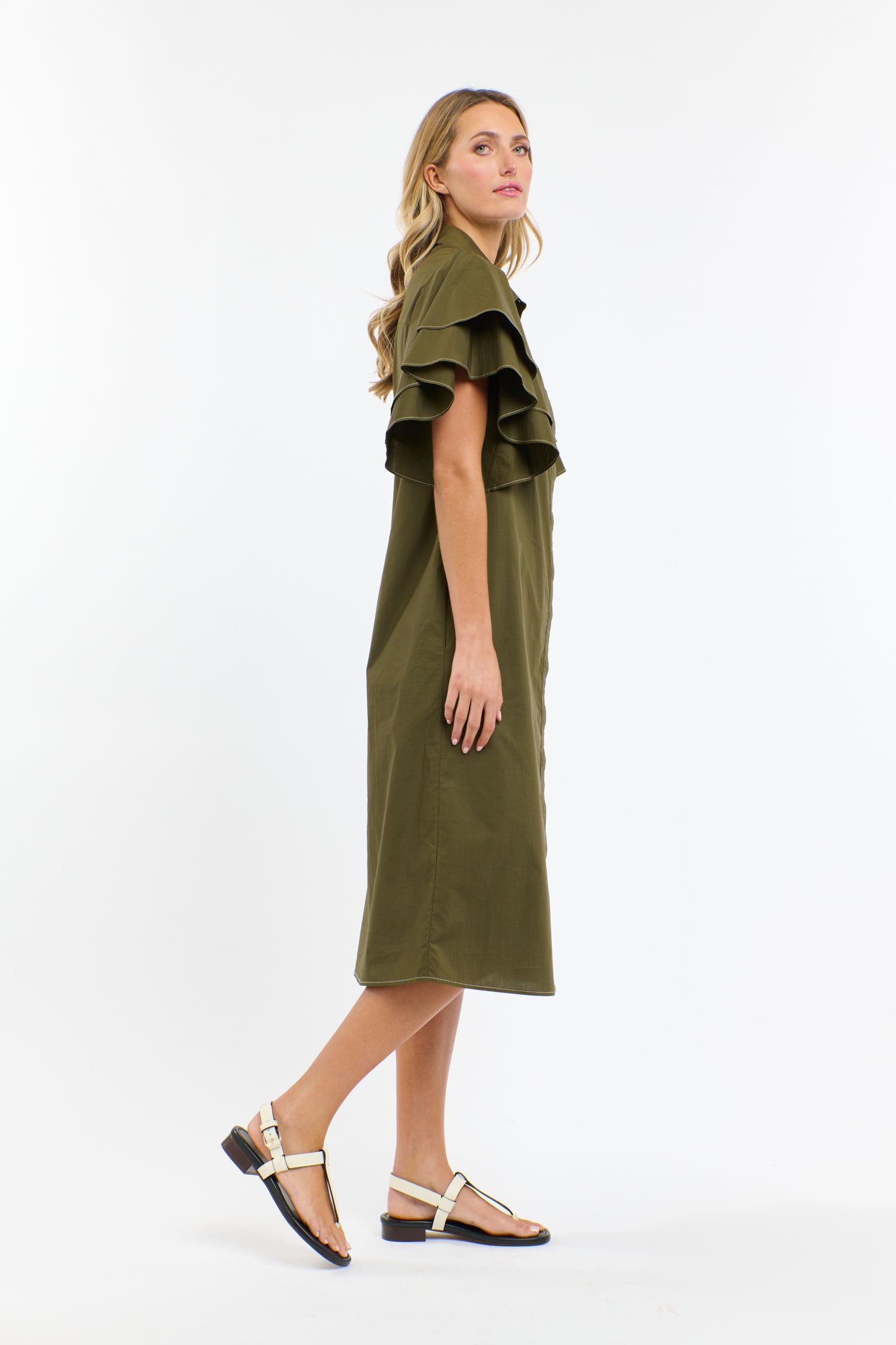 LAINIE FLUTTER DRESS KHAKI