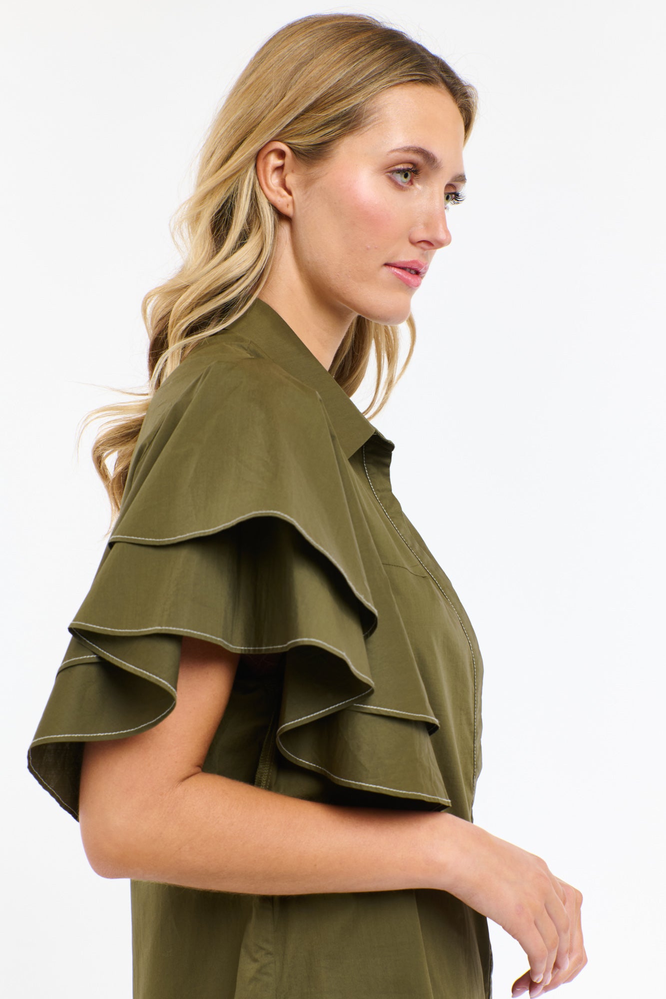 LAINIE FLUTTER DRESS KHAKI