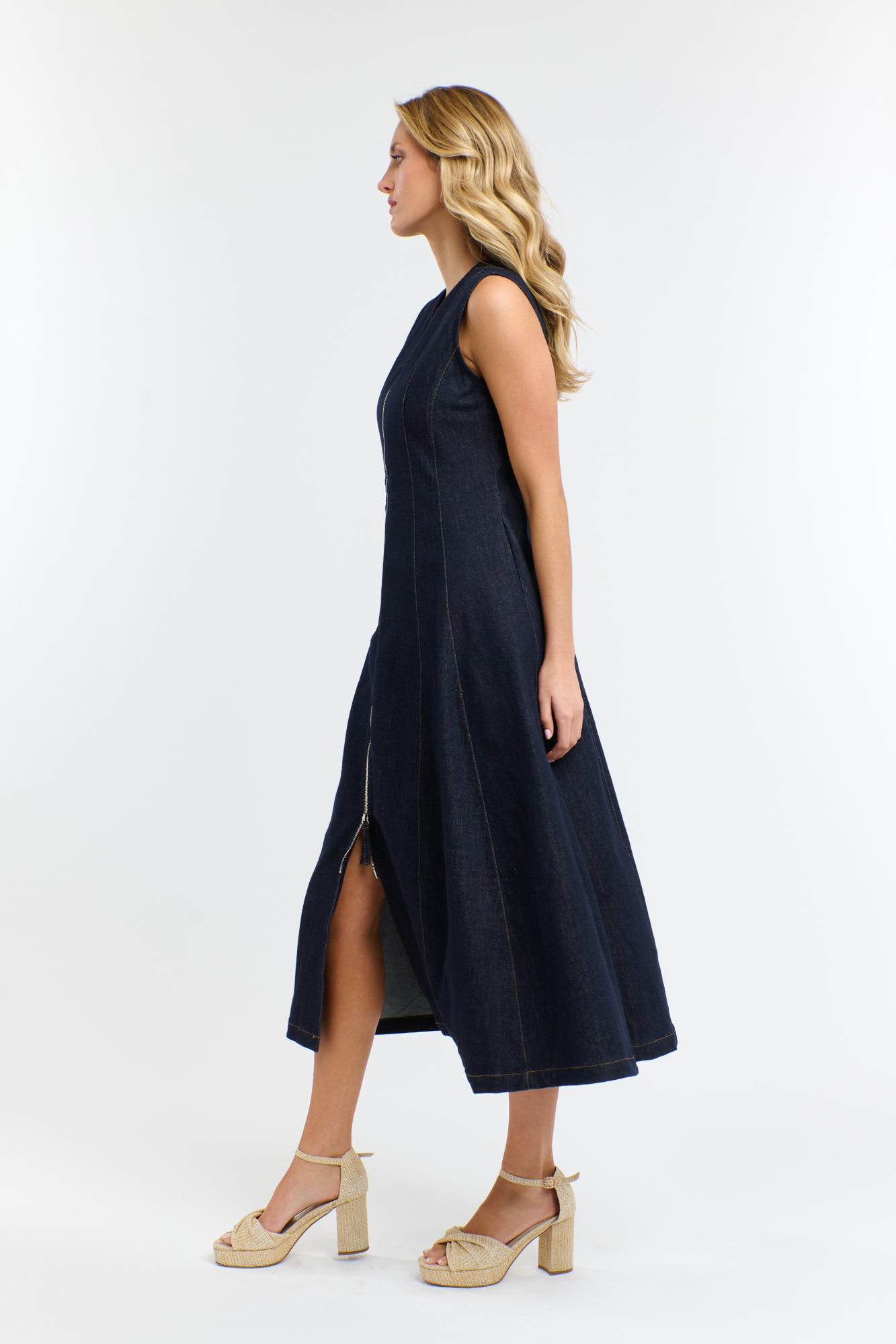 OLSEN DENIM ZIP DRESS