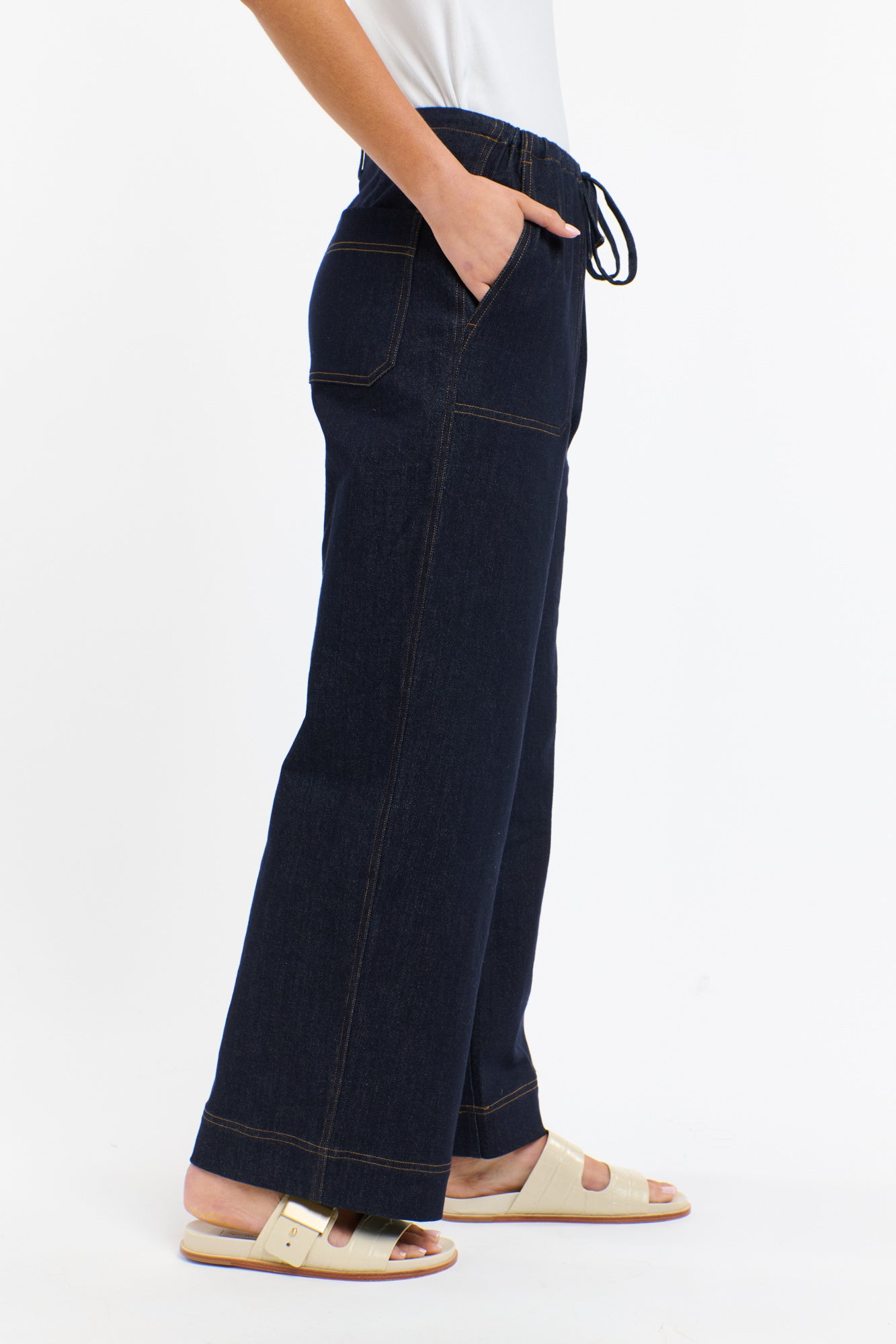MISHA DRAWCORD DENIM PANTS