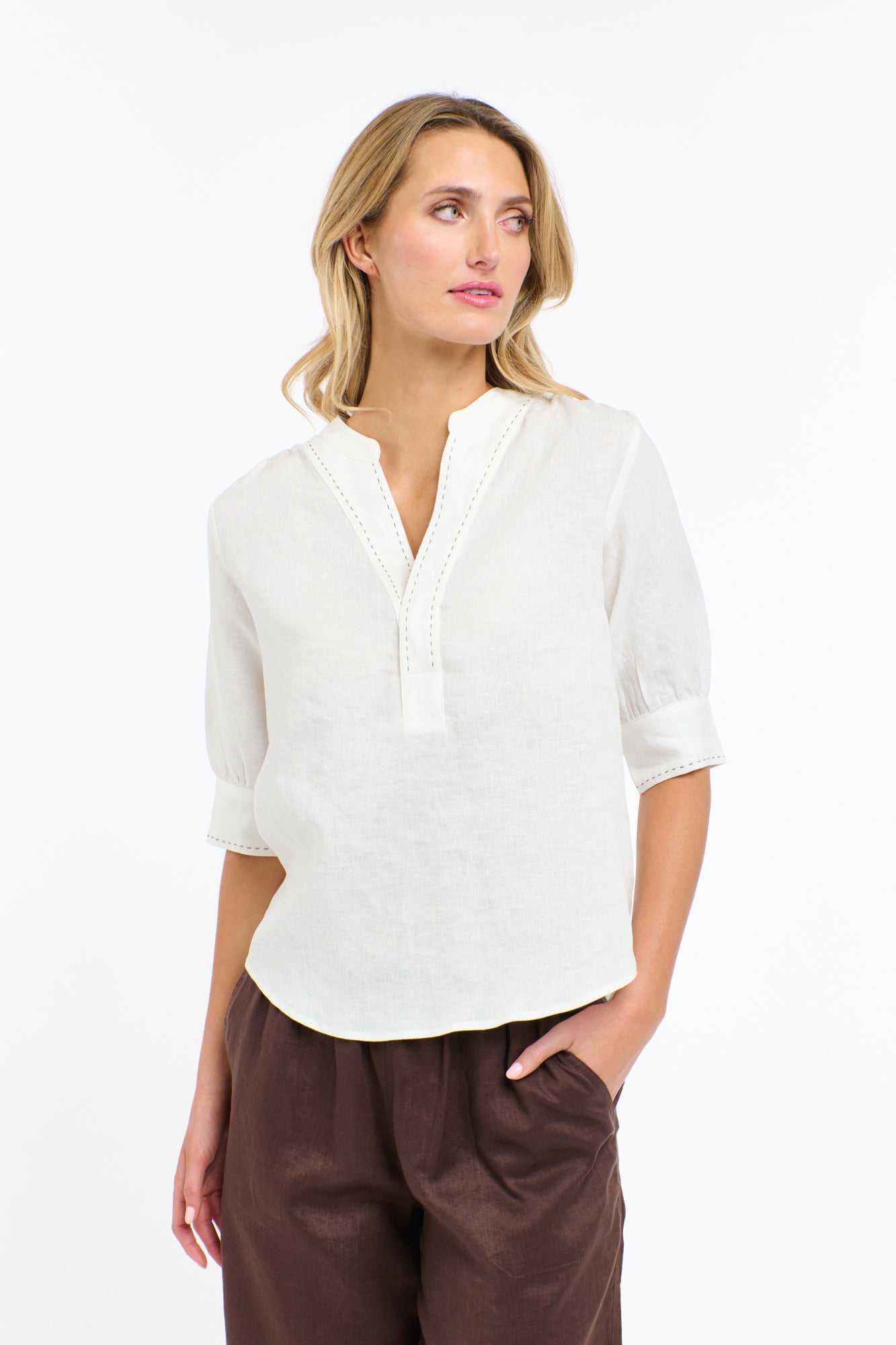 BRADLEY LINEN STITCH TOP