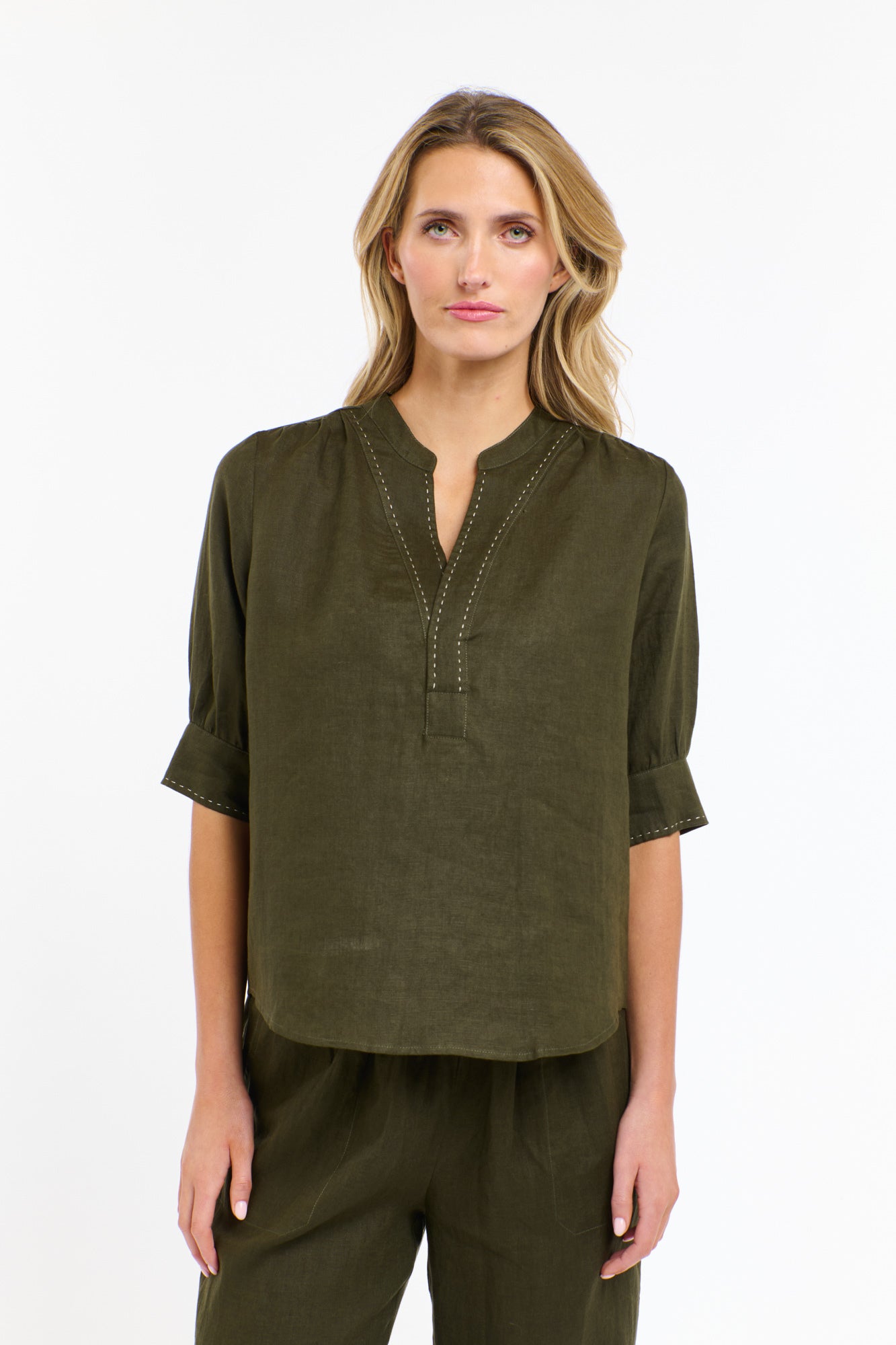 BRADLEY LINEN STITCH TOP