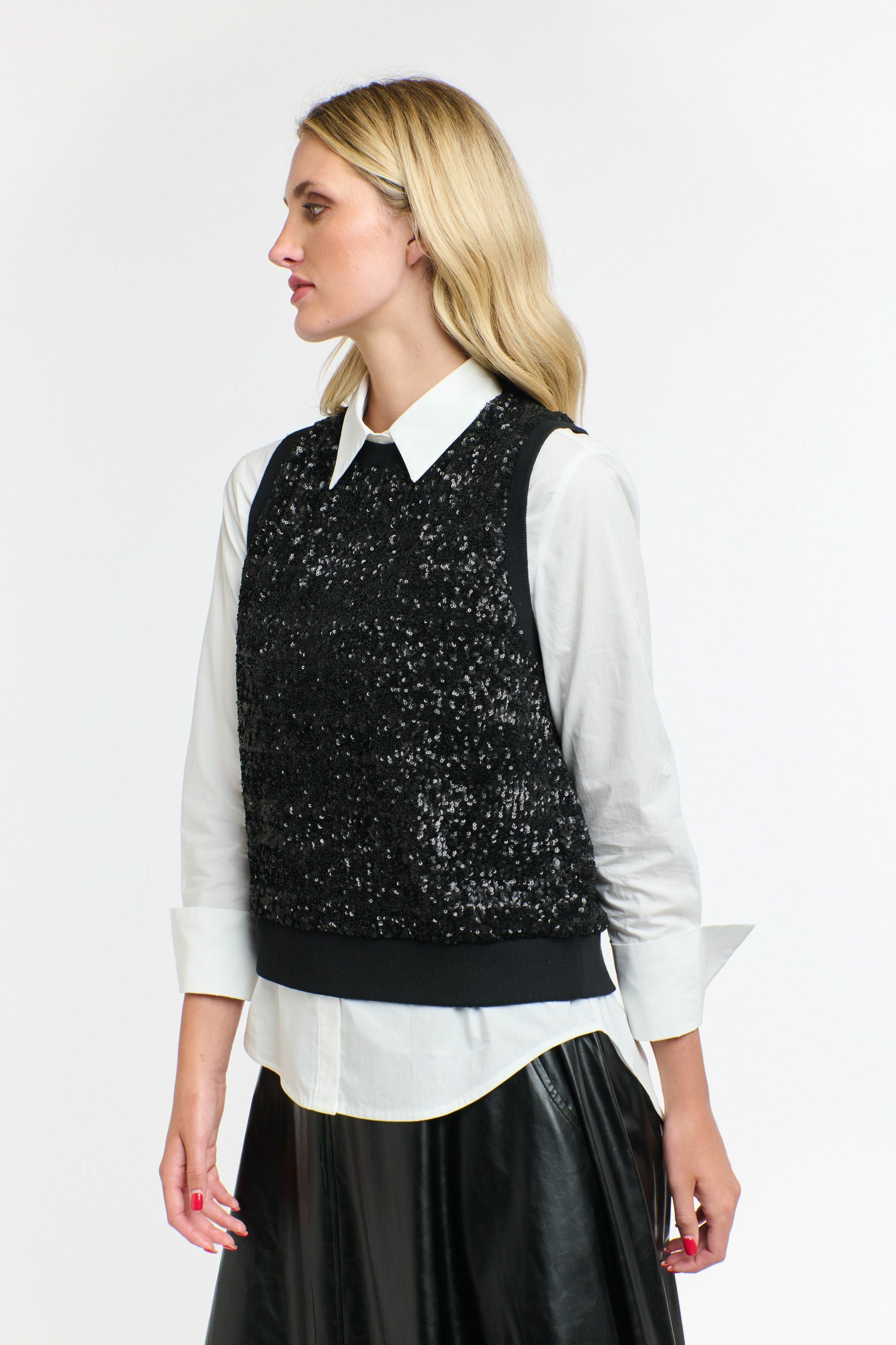 SEQUINS TANK BLACK