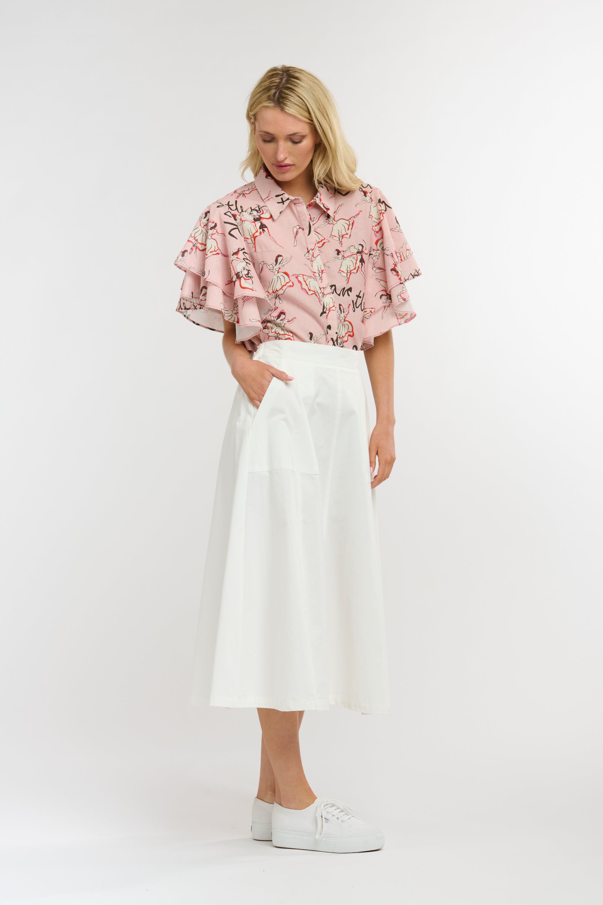 MELODY A-LINE SKIRT WHITE