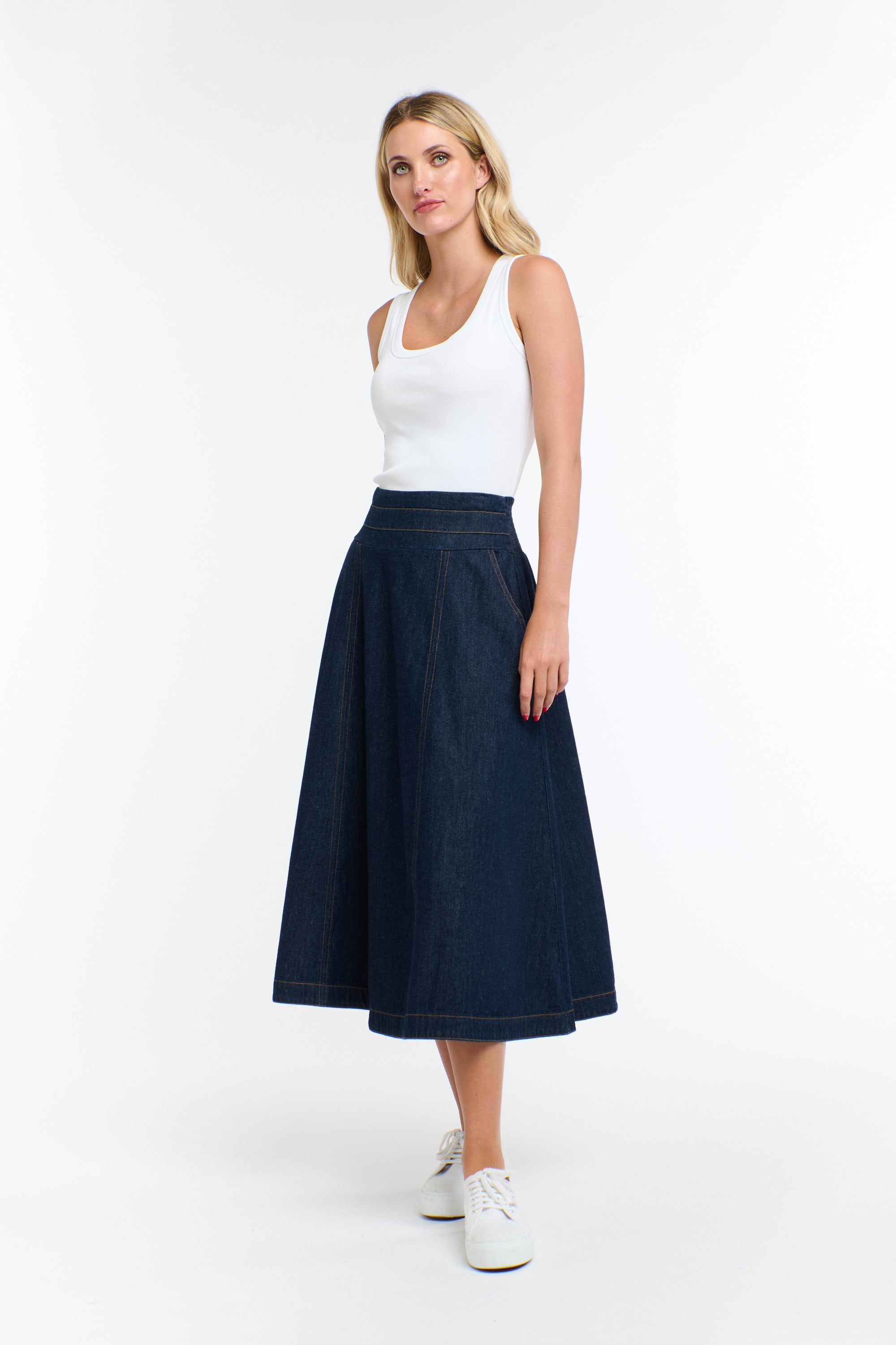DAKOTA DENIM SKIRT (DW) DARK DENIM