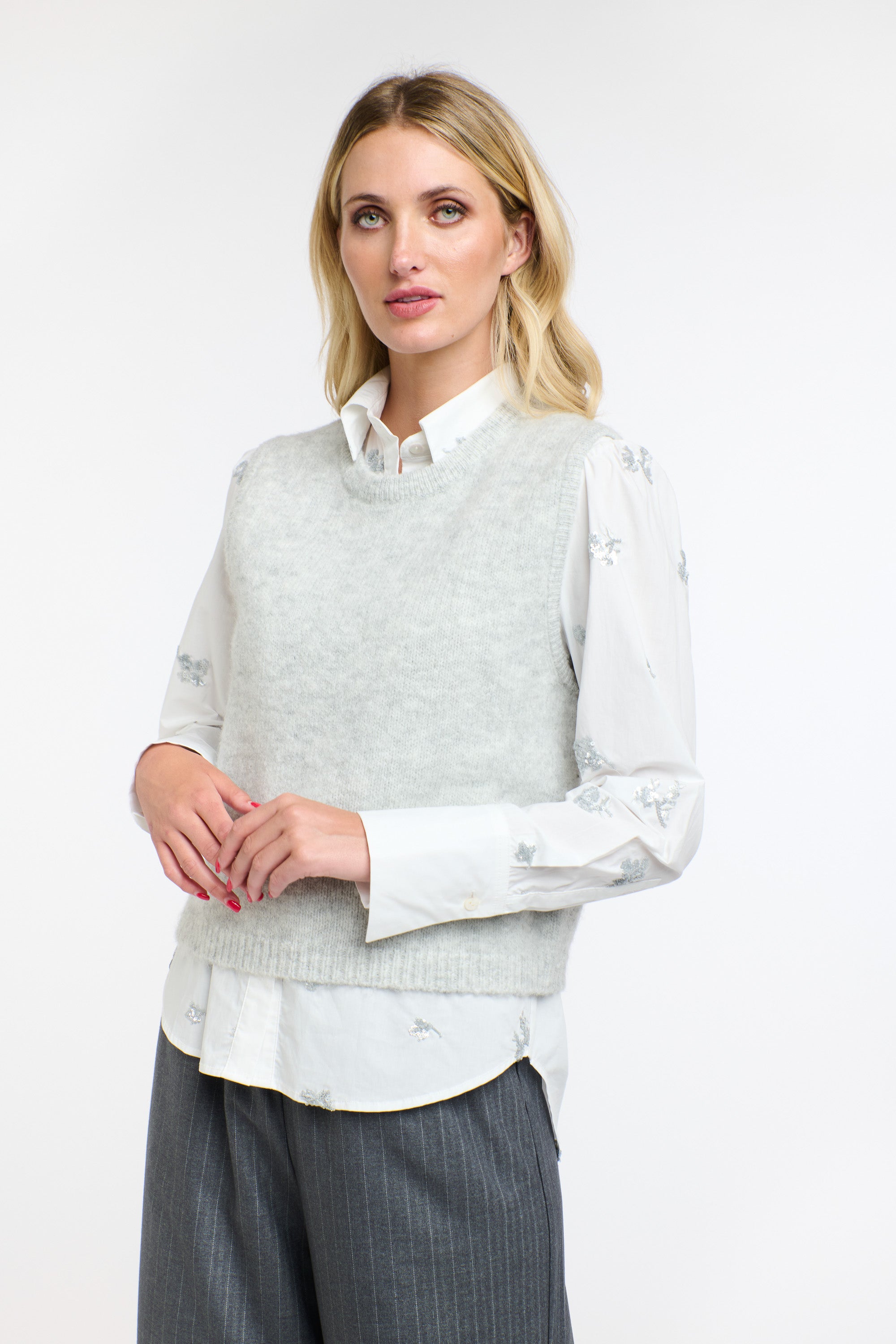 PIPPA WOOL VEST SILVER