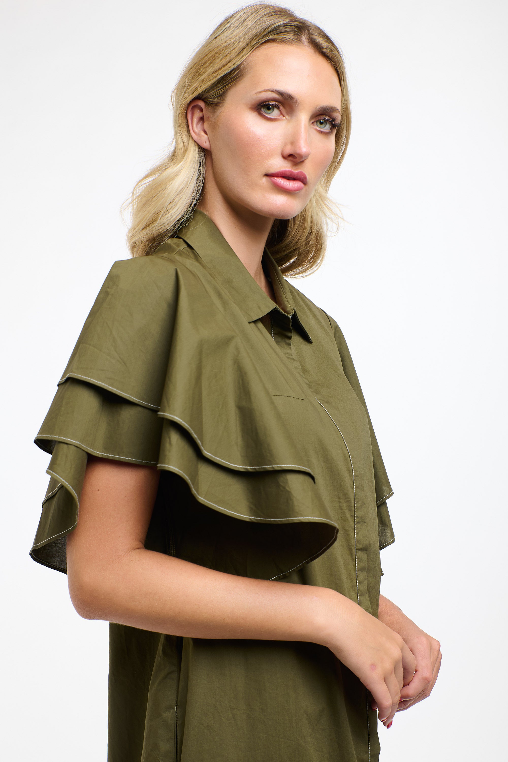LAINIE FLUTTER DRESS KHAKI