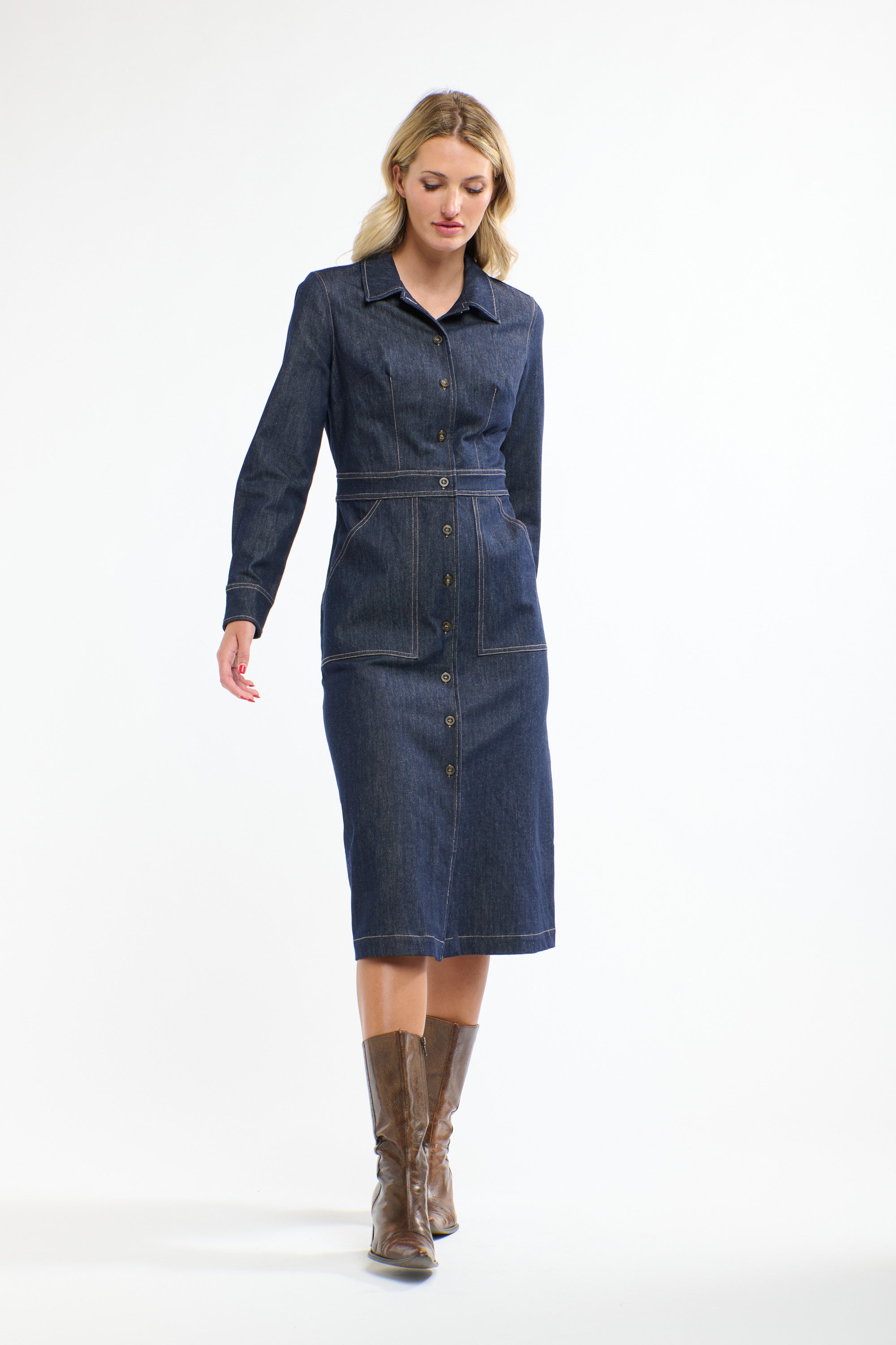 SABRINA DENIM DRESS DARK DENIM