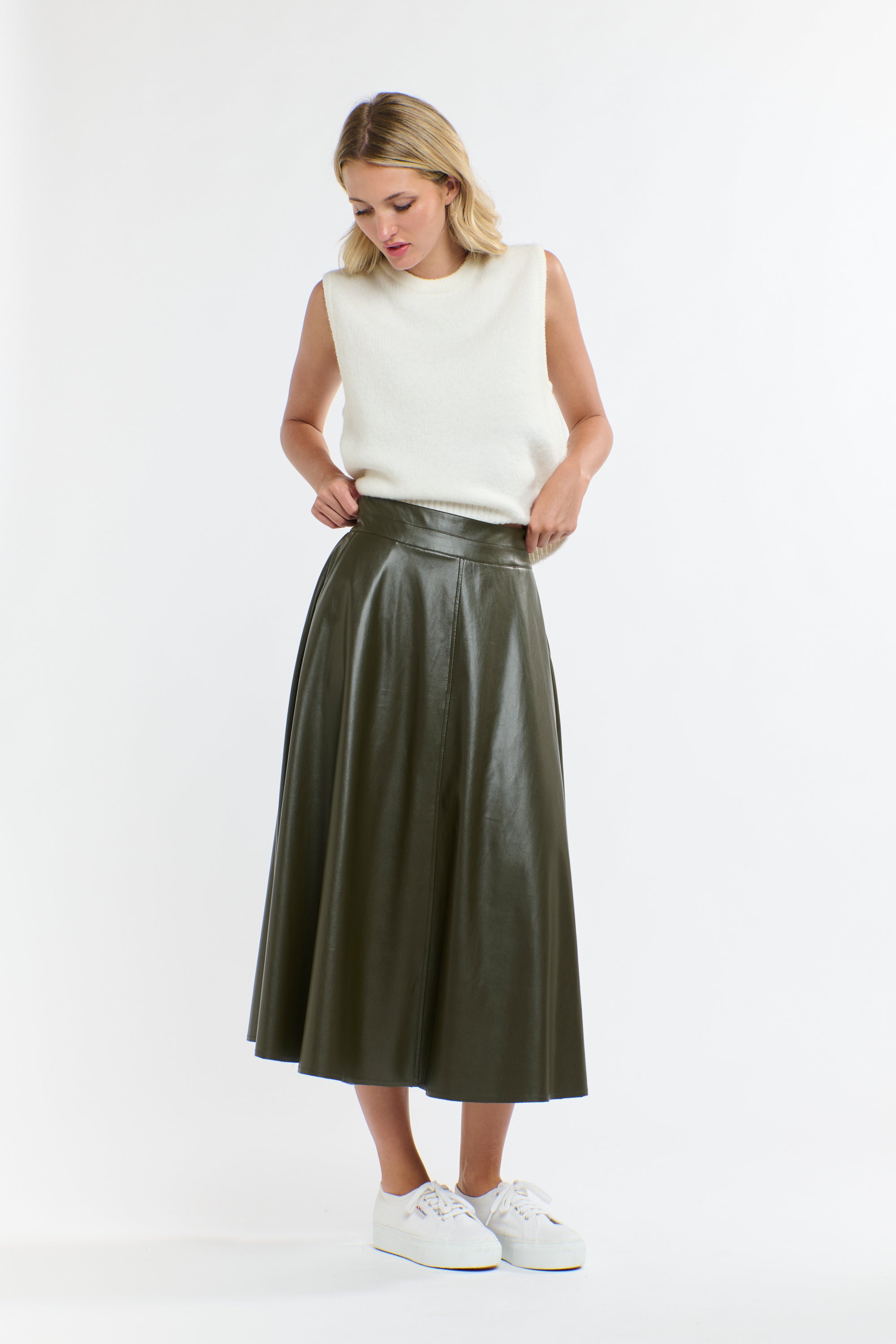 UPDATED DAKOTA PU SKIRT KHAKI