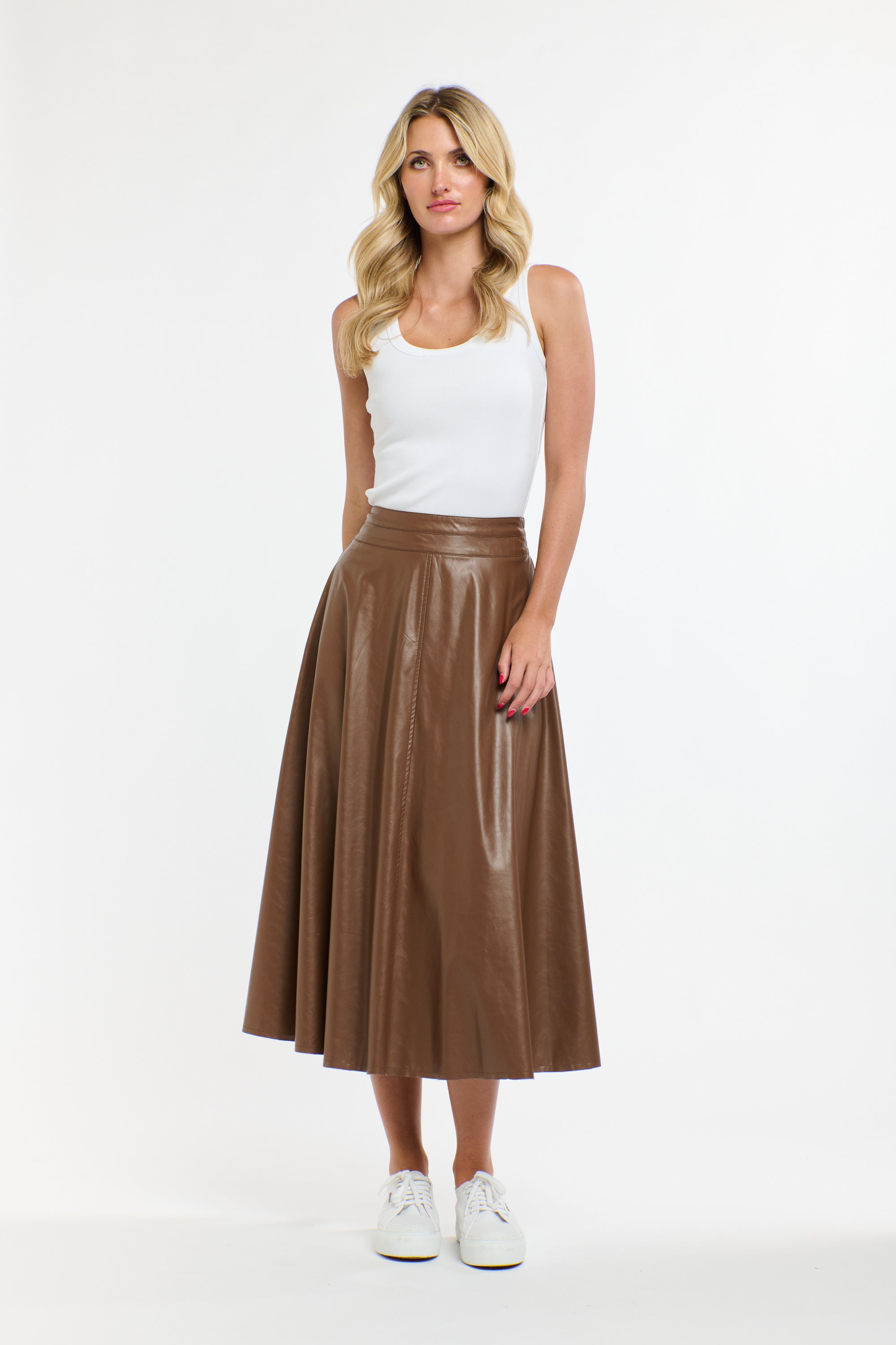 UPDATED DAKOTA PU SKIRT TAN