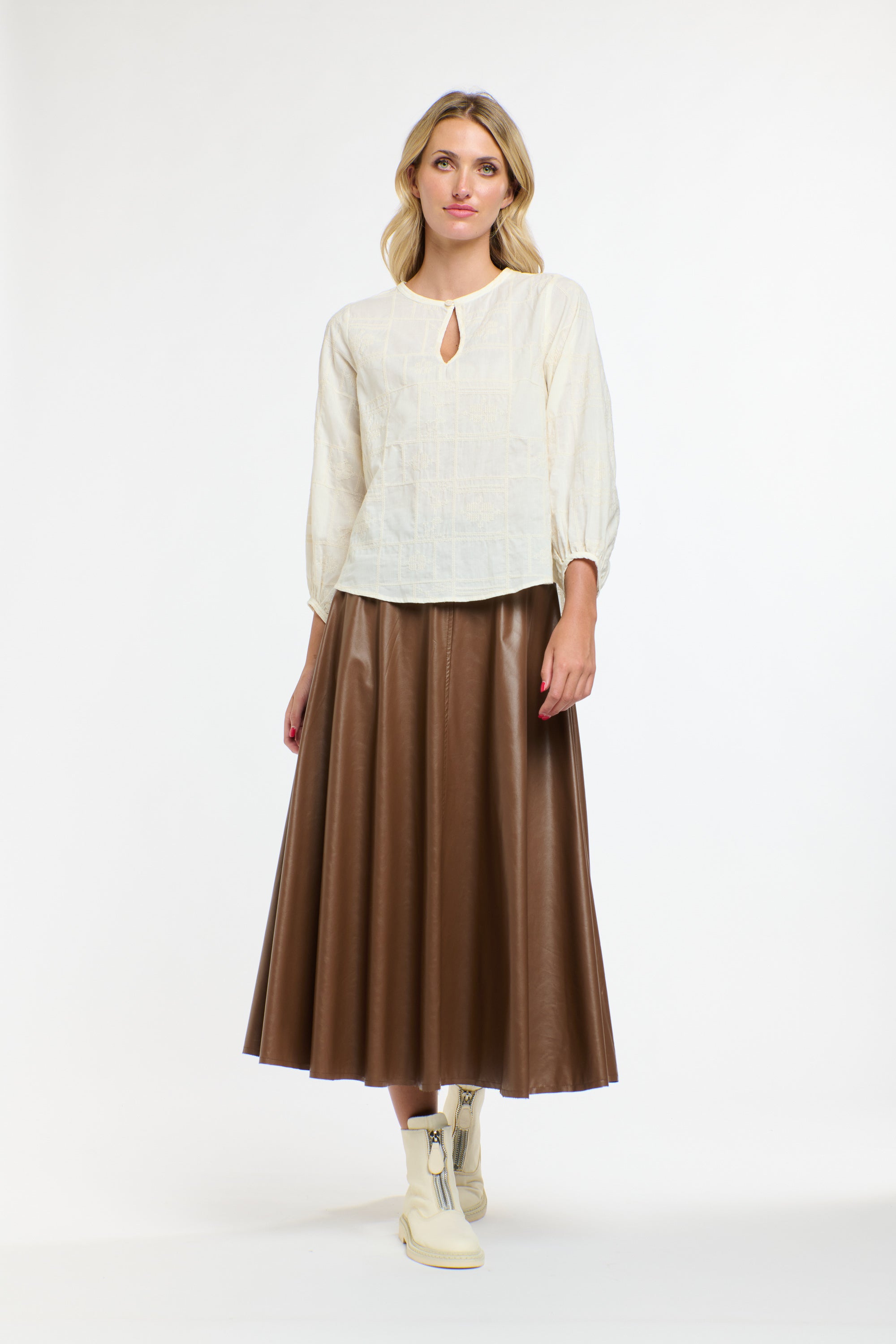 MEREDITH X-STITCH TOP CREAM