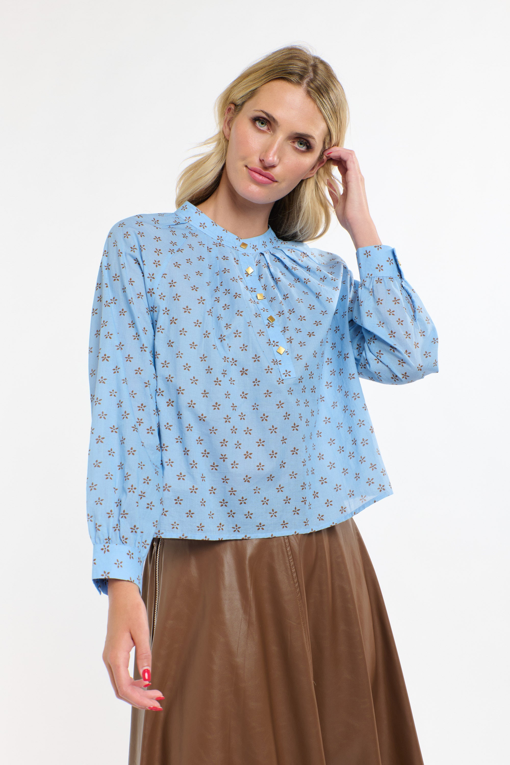 LAYLA PRINTED TOP CORNFLOWER BLUE