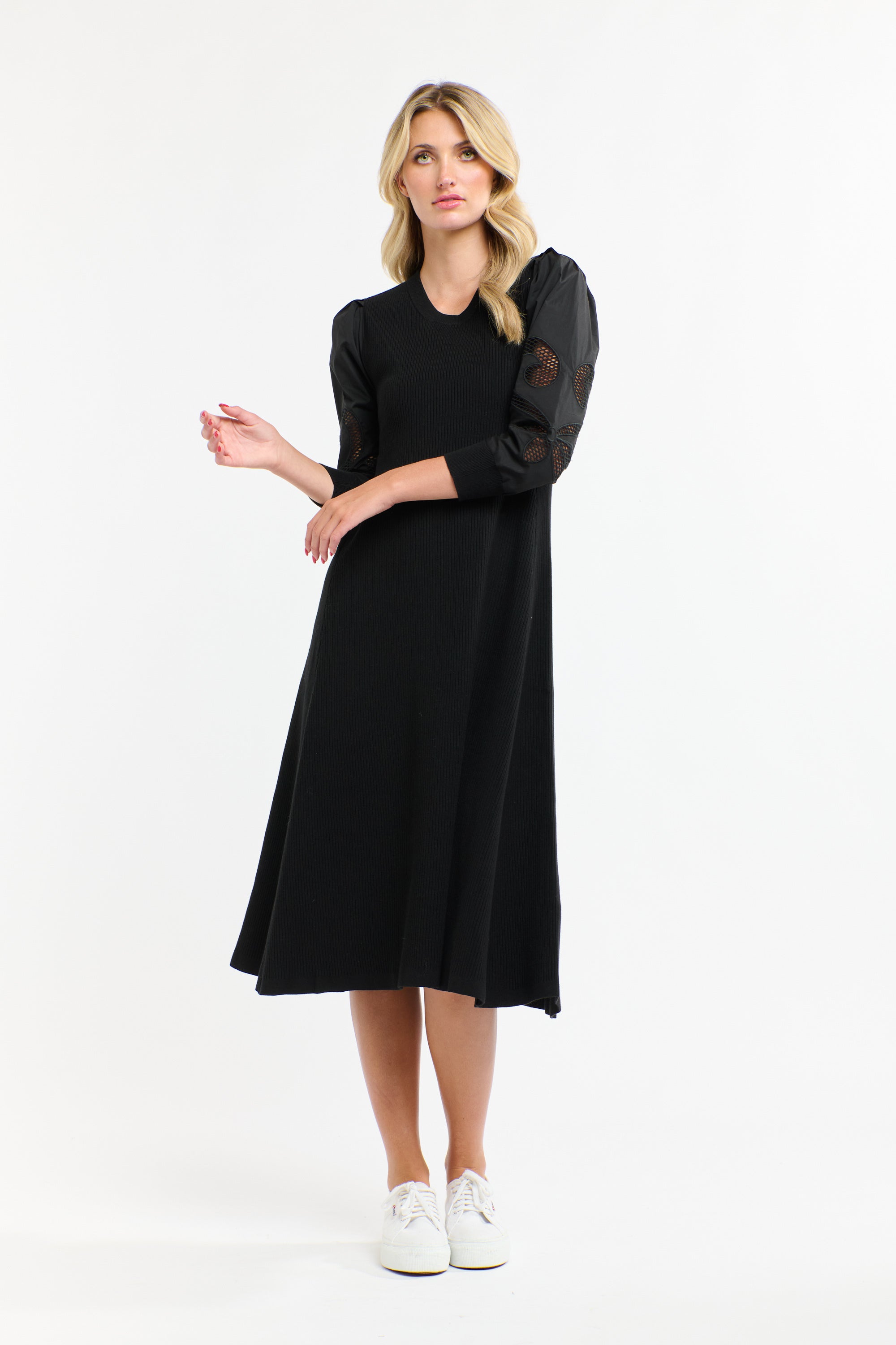 PRISCILLA RIB KNIT DRESS BLACK