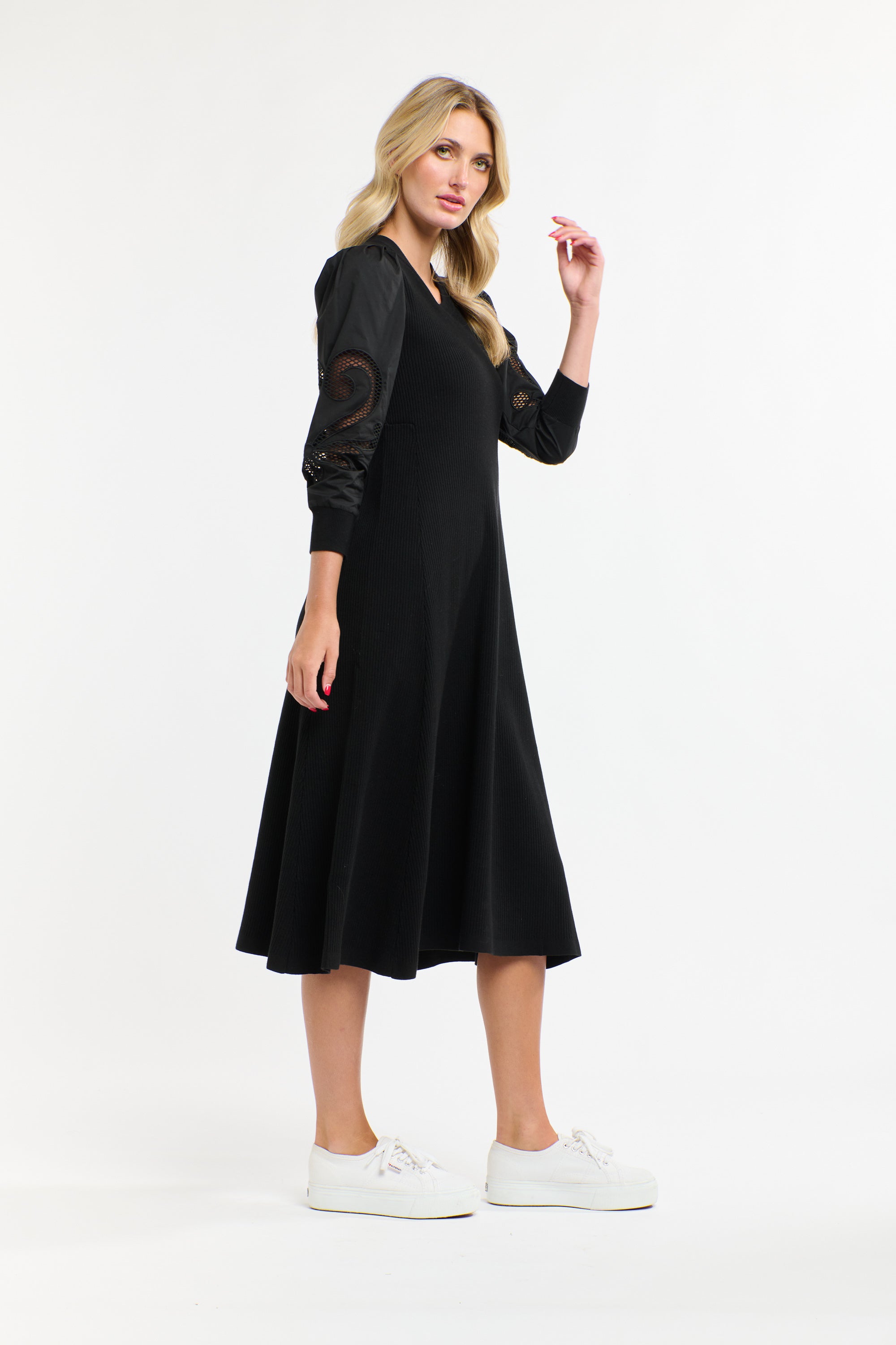 PRISCILLA RIB KNIT DRESS BLACK