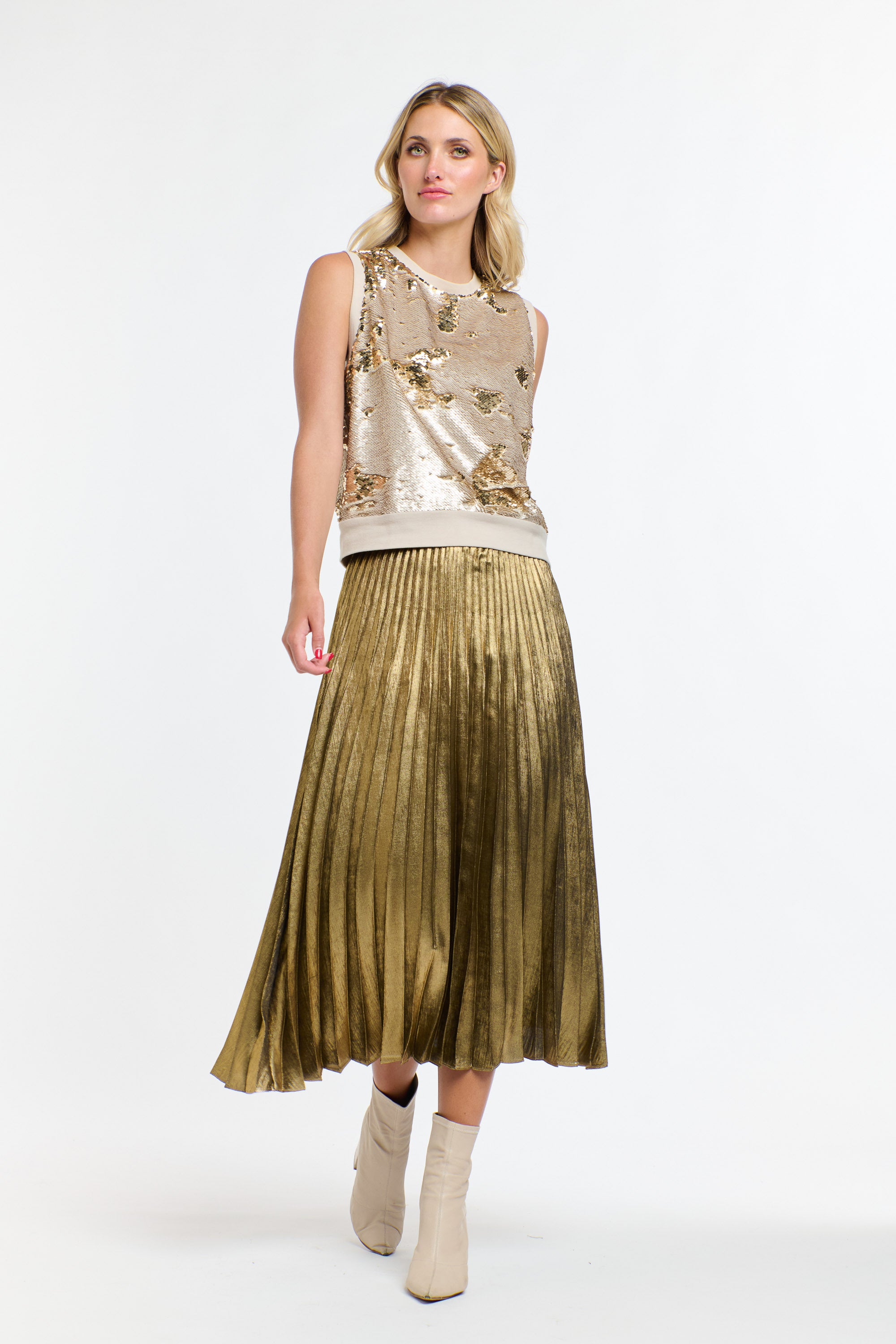 SEQUINS TANK PEARL/ GOLD