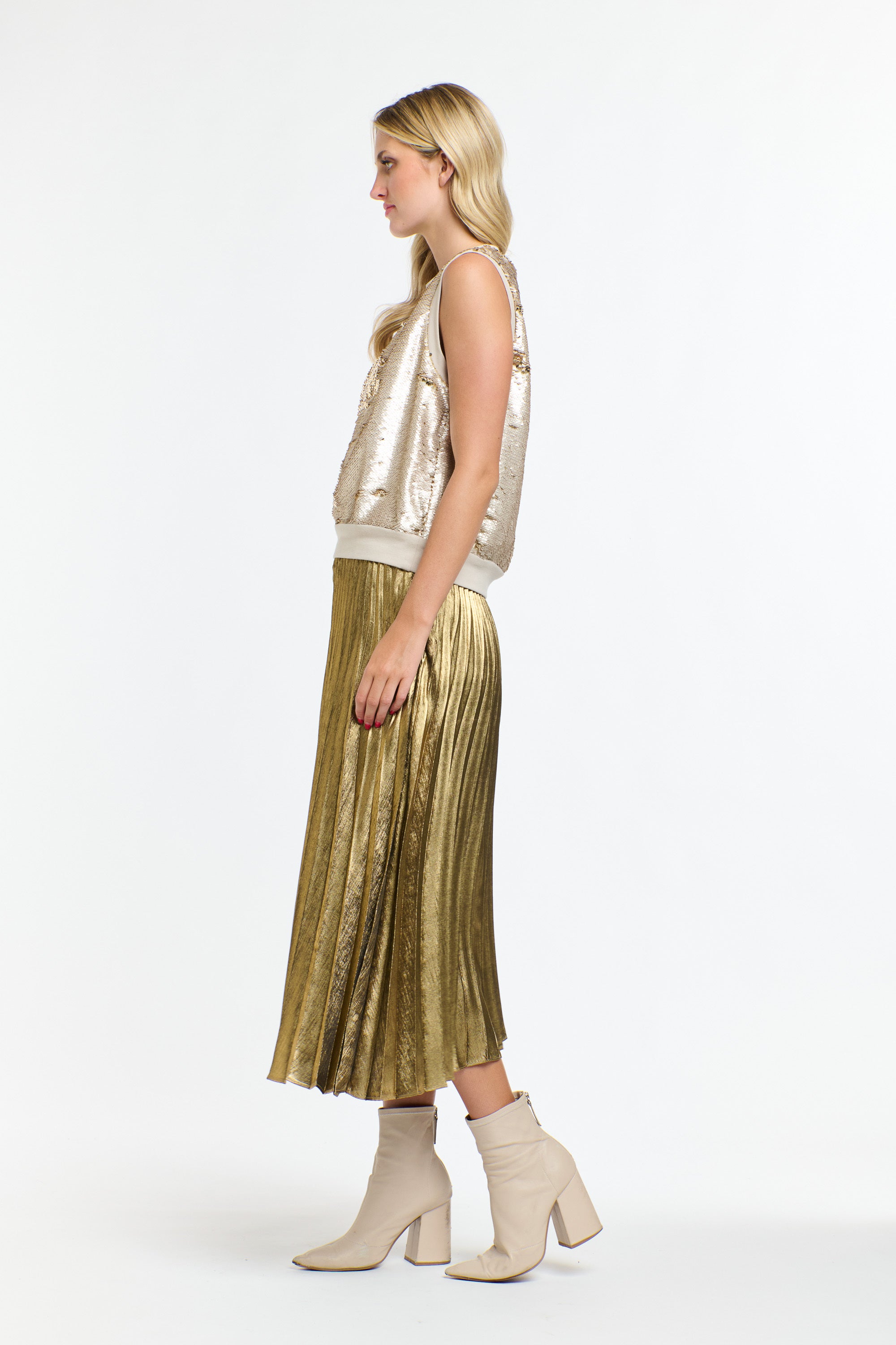 SEQUINS TANK PEARL/ GOLD