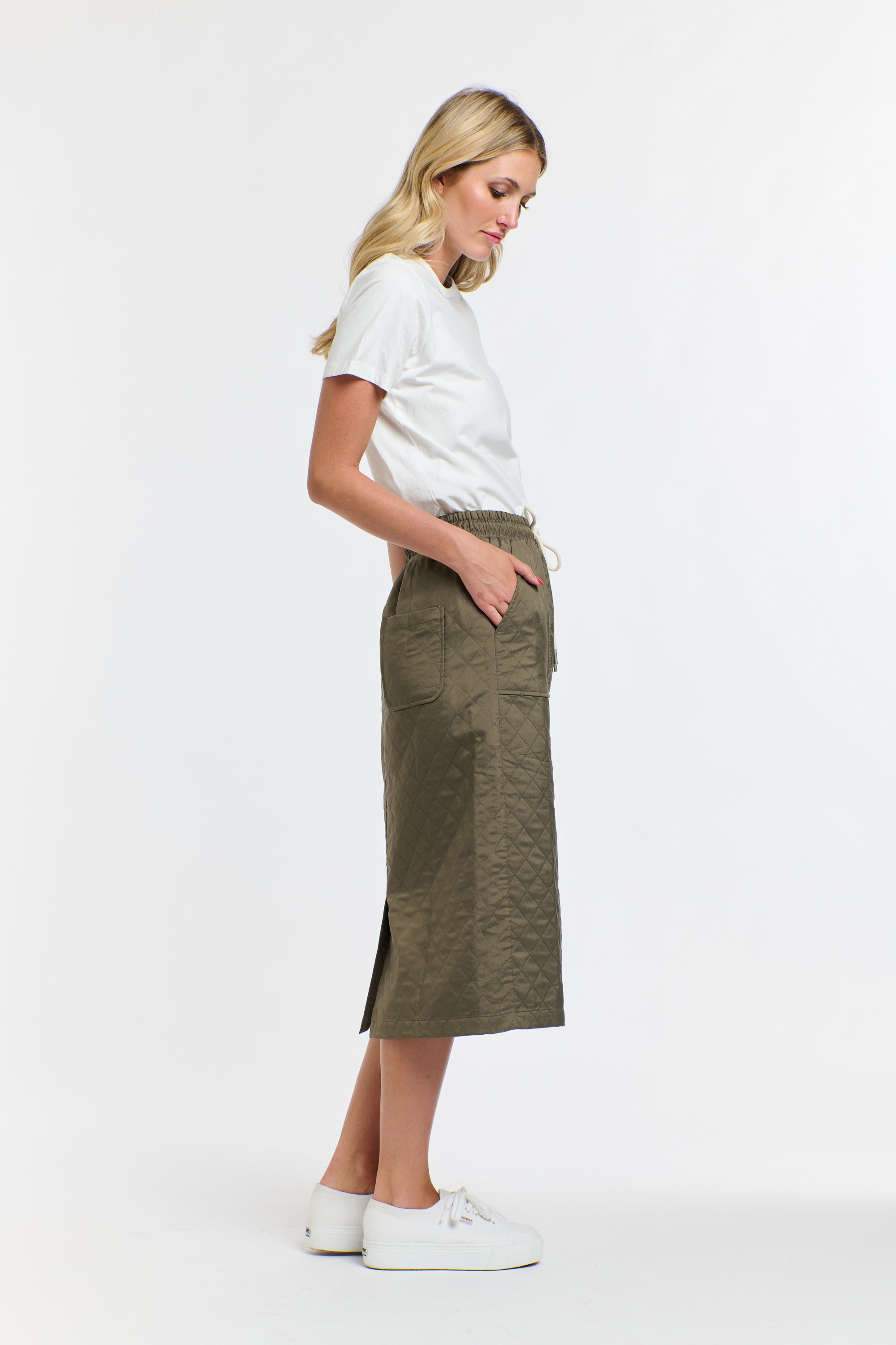 QUILTED SKIRT KHAKI