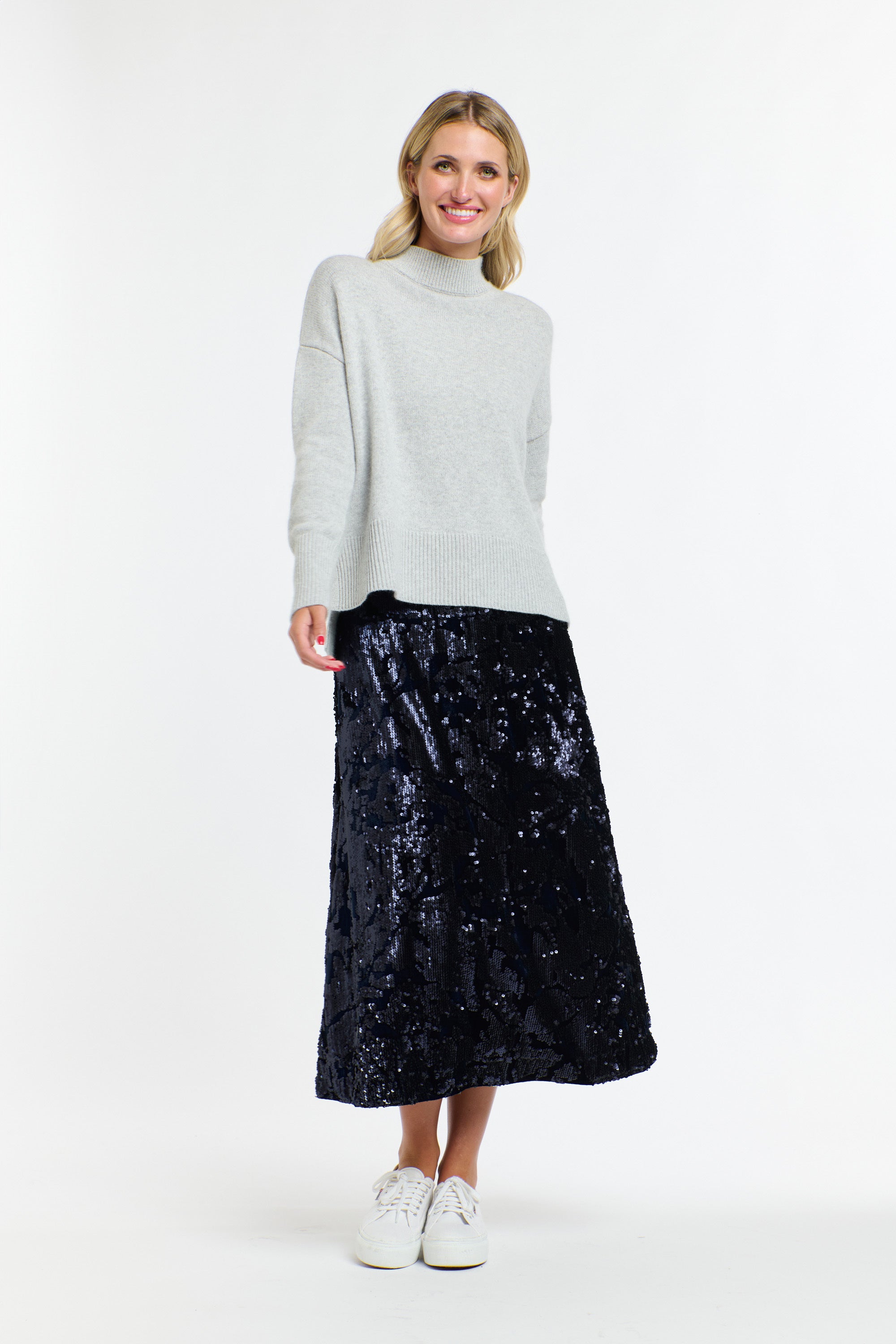 SEQUINS SKIRT NAVY