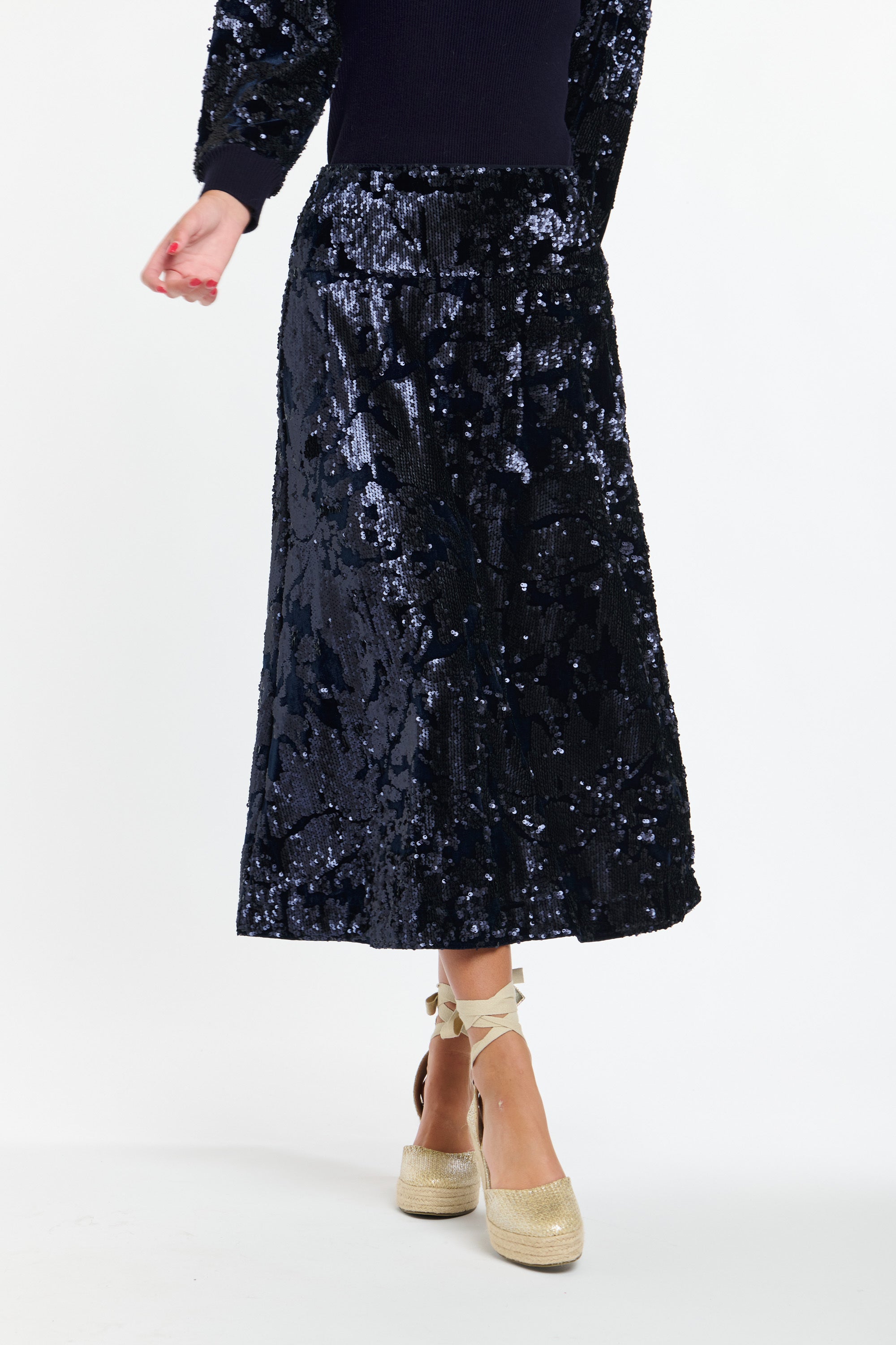 SEQUINS SKIRT NAVY