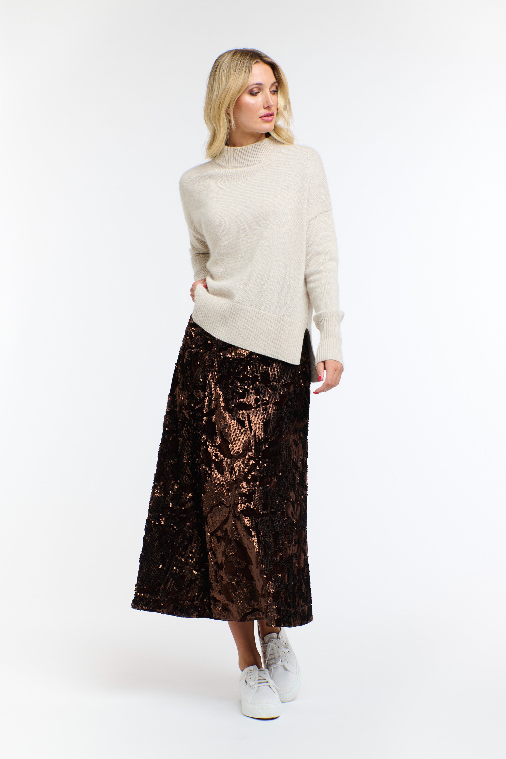 SEQUINS SKIRT COPPER