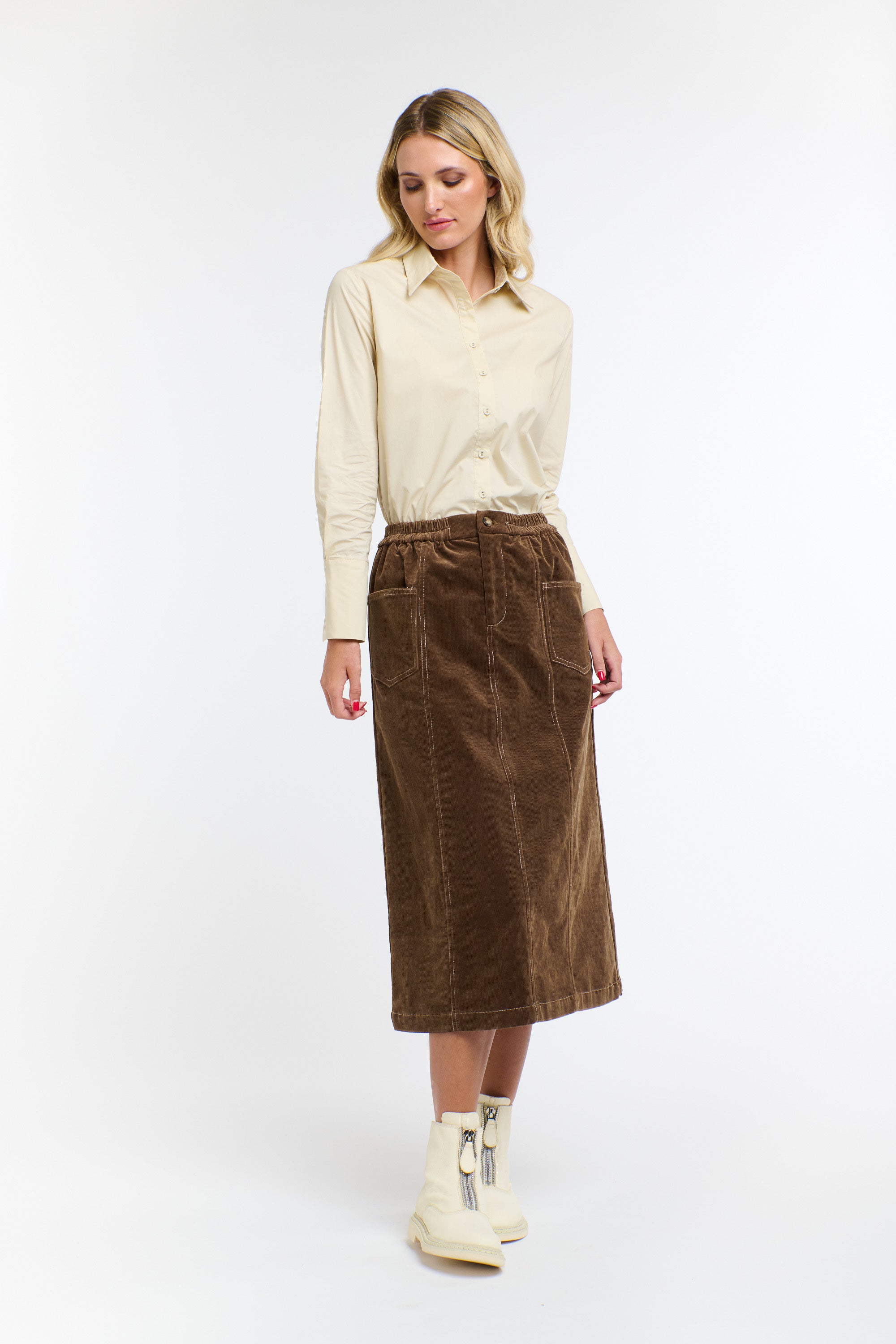 BONNIE CORD SKIRT BRANDY