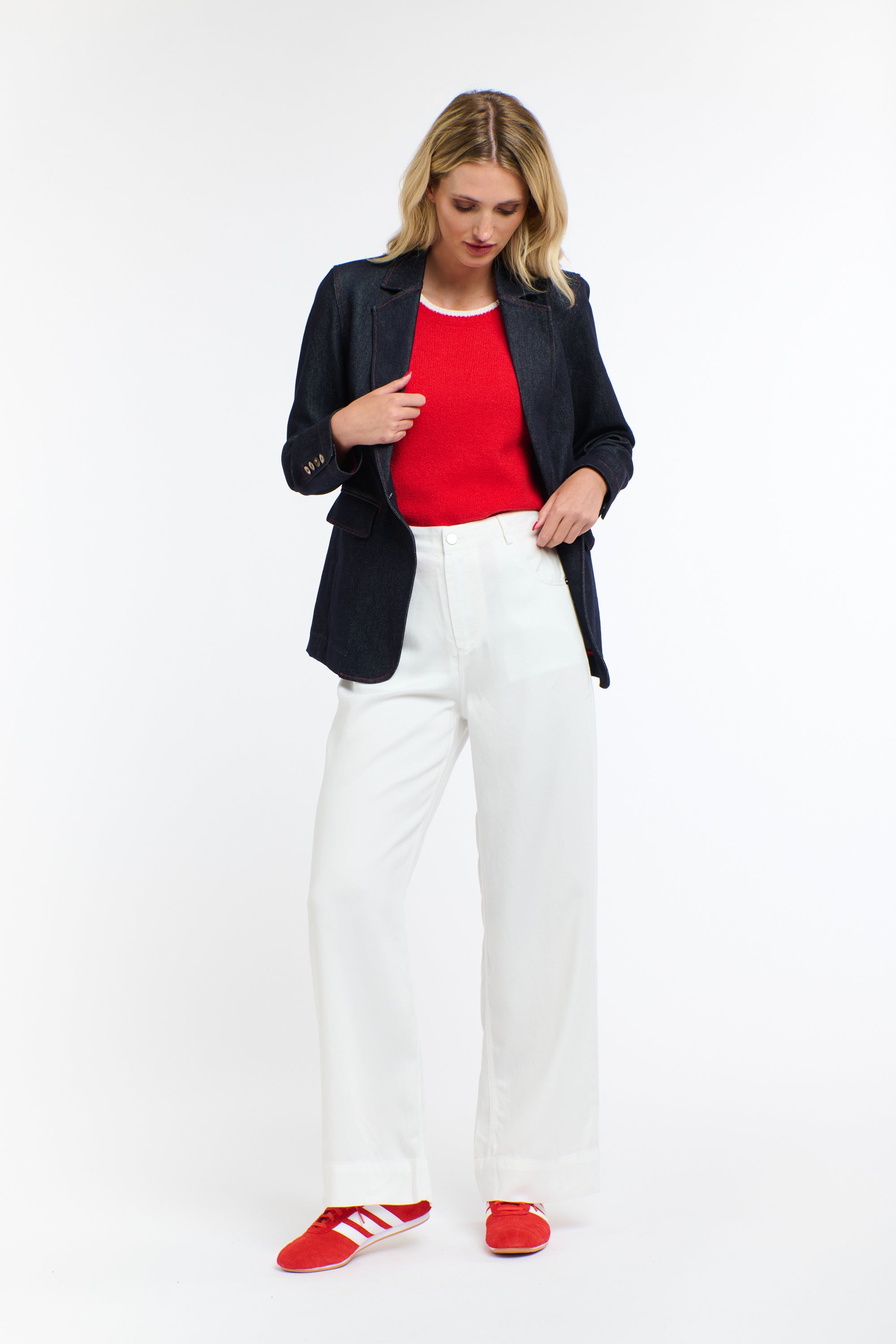 DARK DENIM BLAZER DENIM W/ RED ST.