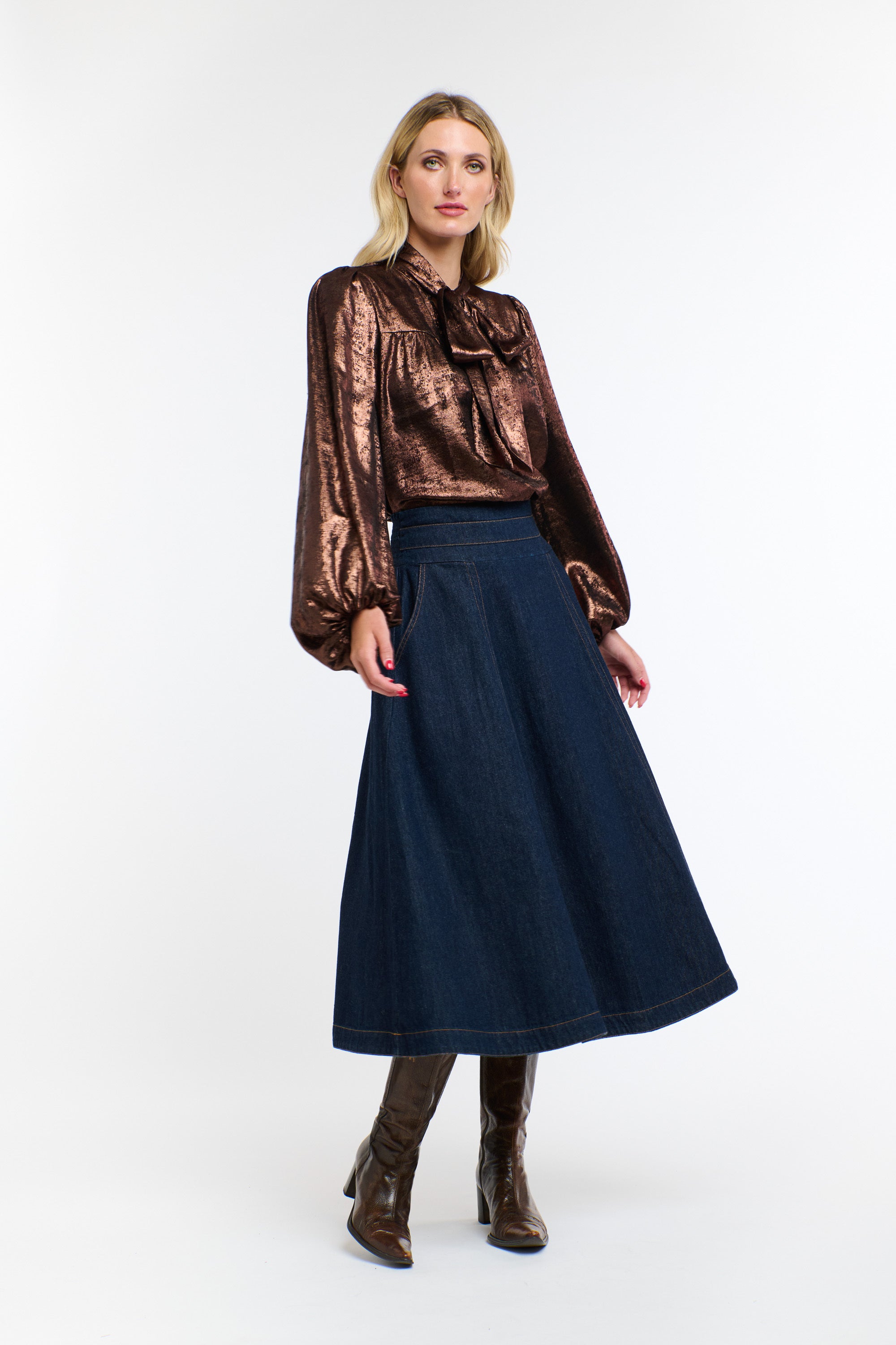 PUSSY BOW TOP COPPER