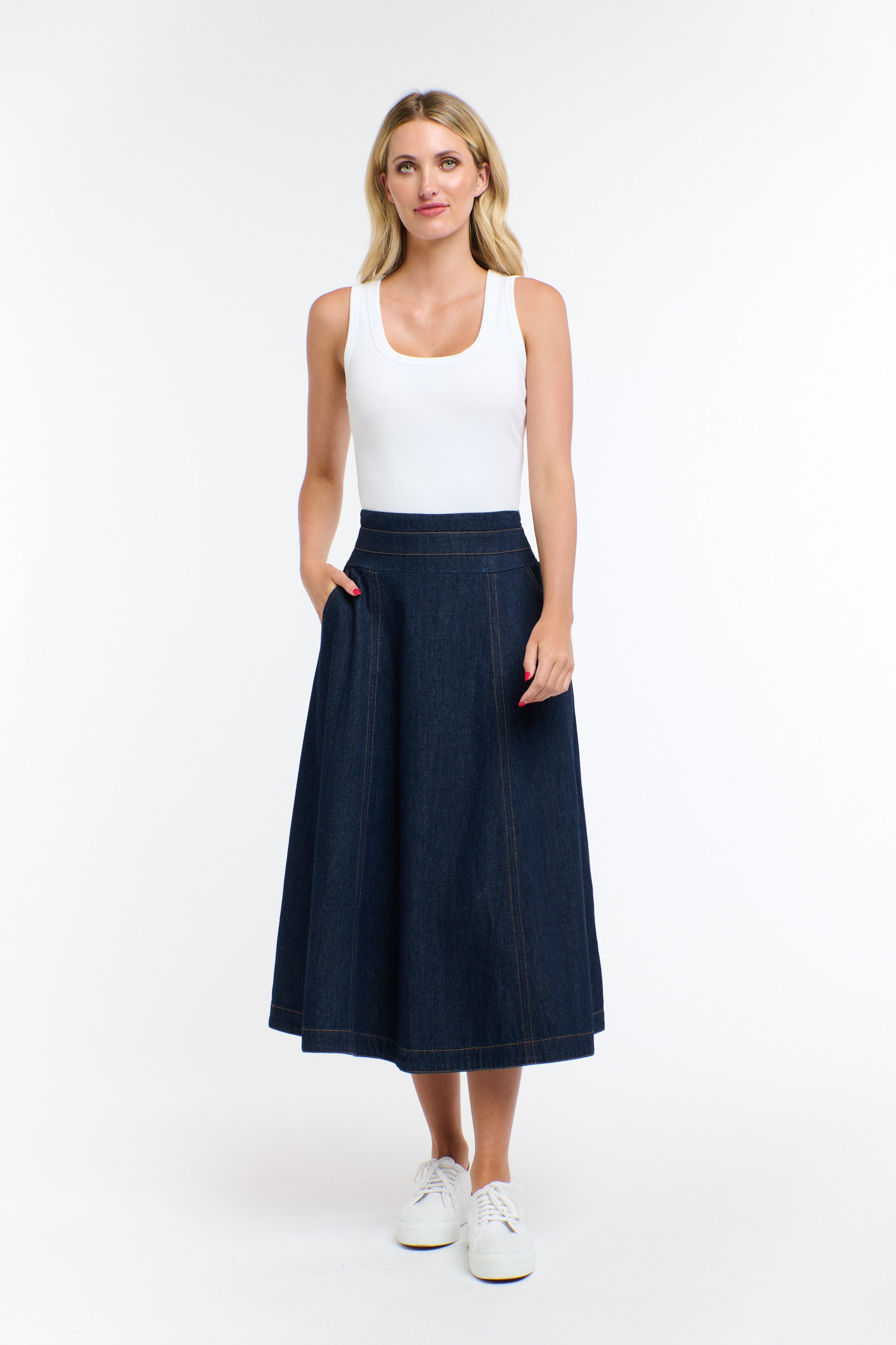 DAKOTA DENIM SKIRT (DW) DARK DENIM
