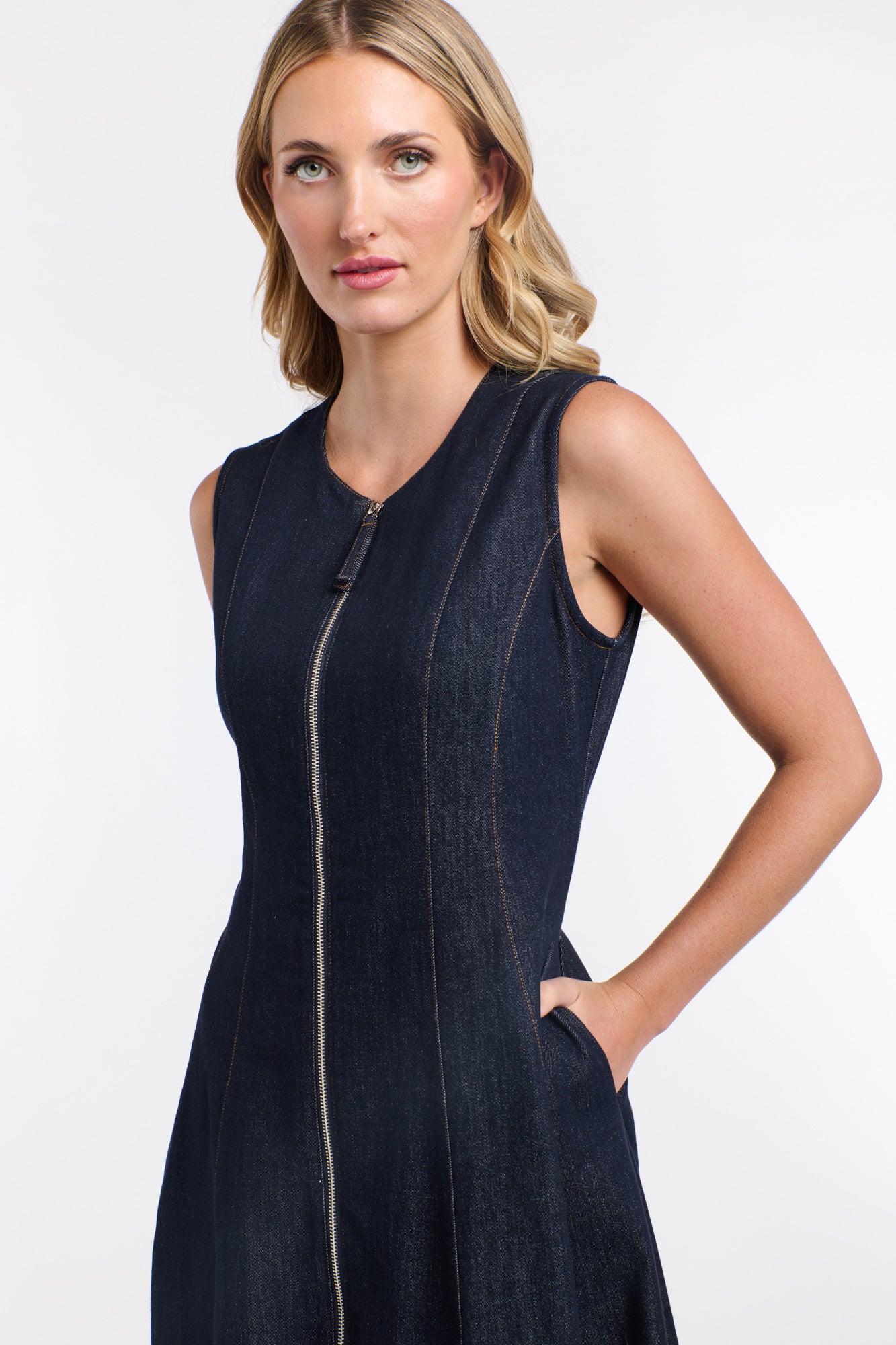 OLSEN DENIM ZIP DRESS