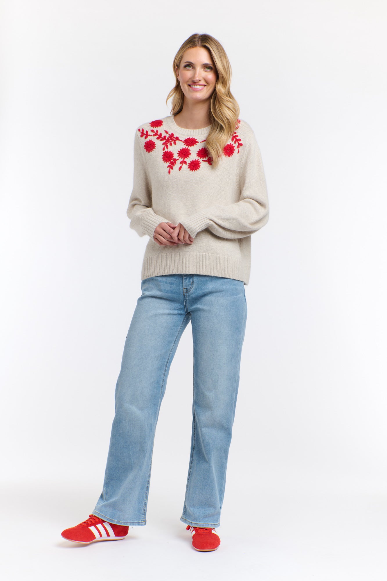 CINDY FLORAL EMBROIDERED KNIT