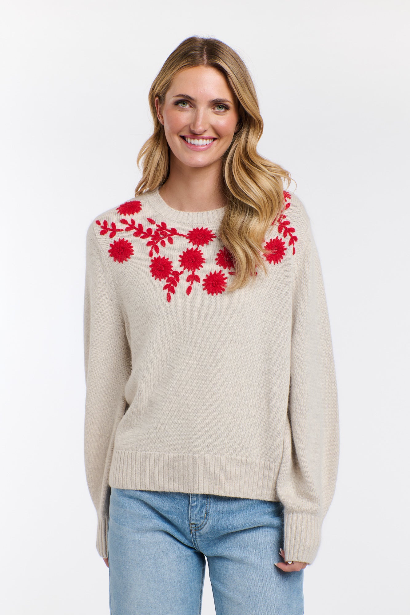 CINDY FLORAL EMBROIDERED KNIT
