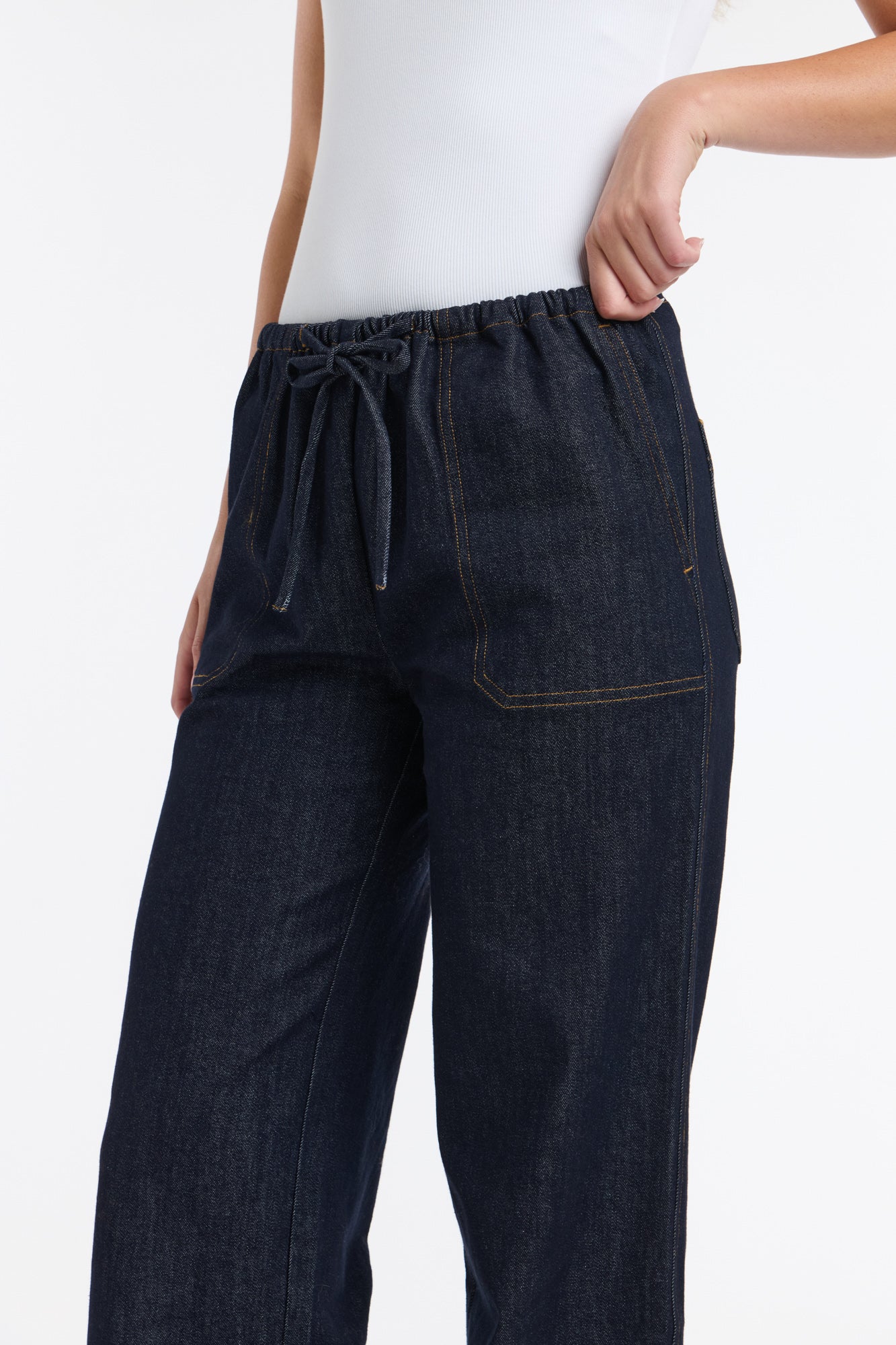 MISHA DRAWCORD DENIM PANTS