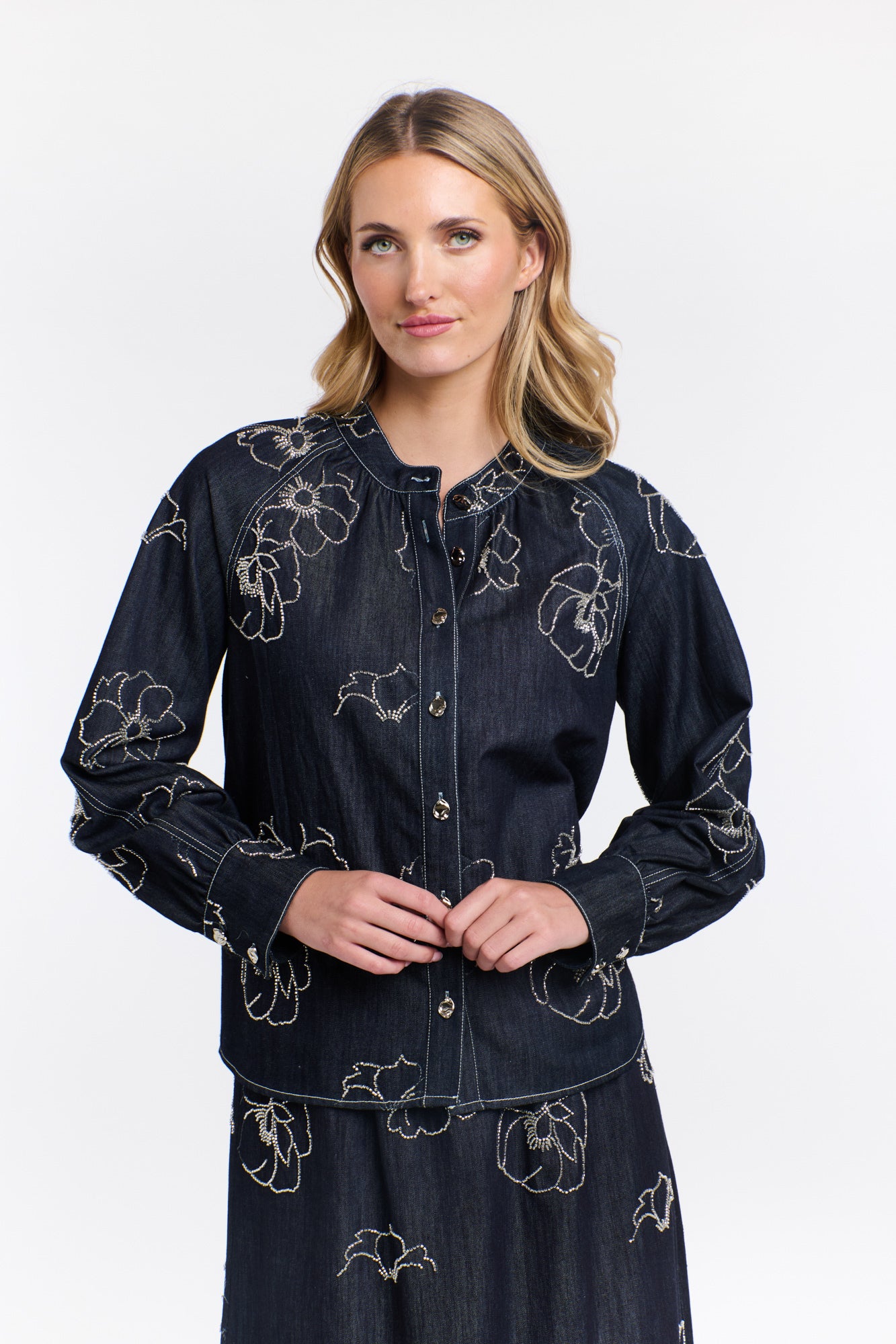 ESTELLE SEQUINS DENIM SHIRT