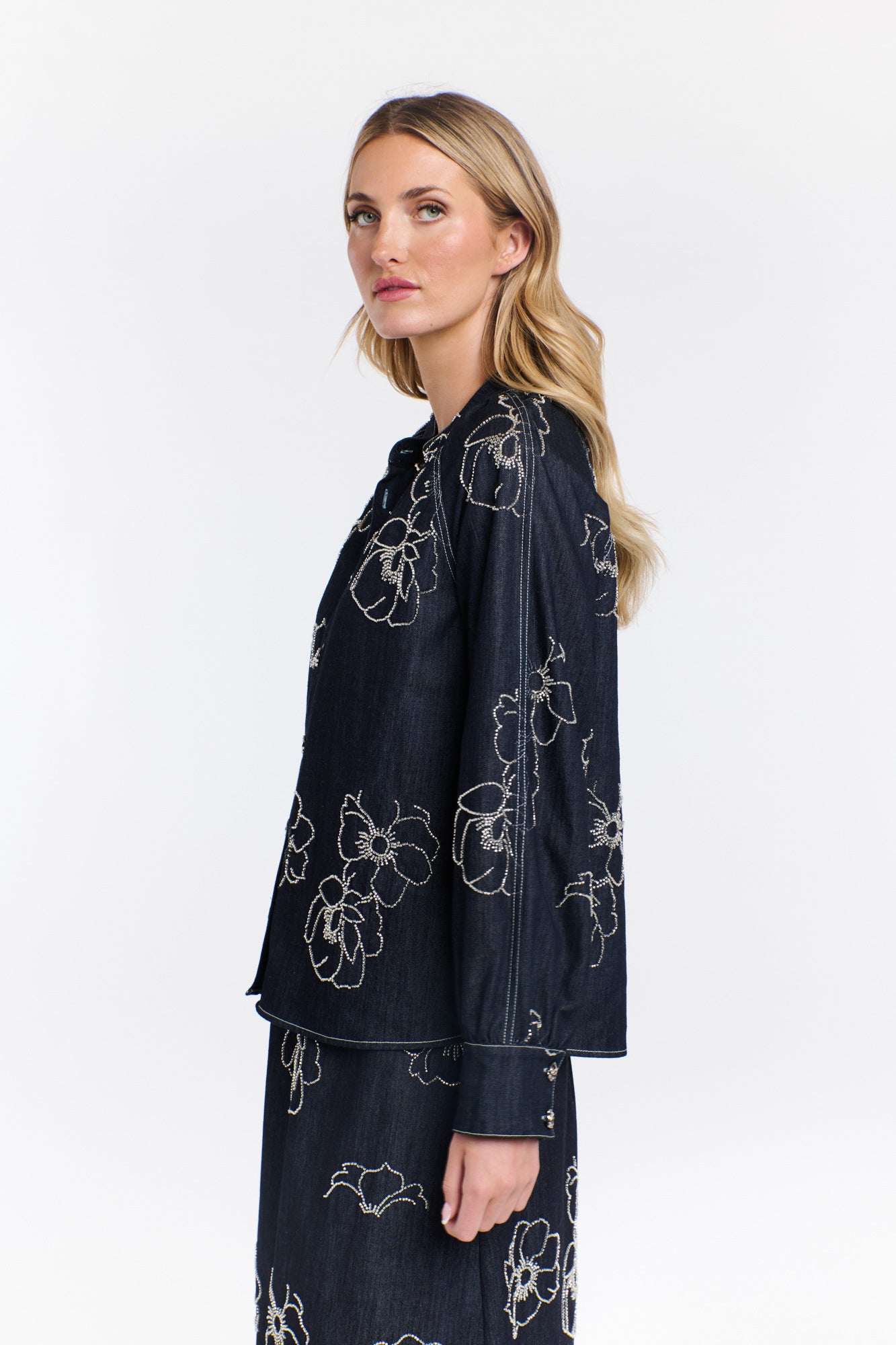 ESTELLE SEQUINS DENIM SHIRT