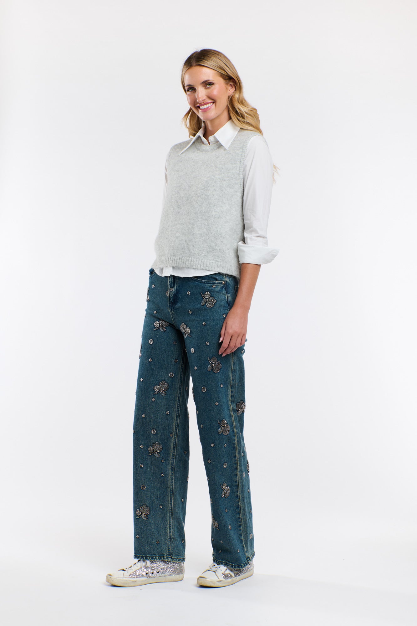 CRYSTAL EMBROIDERED JEAN