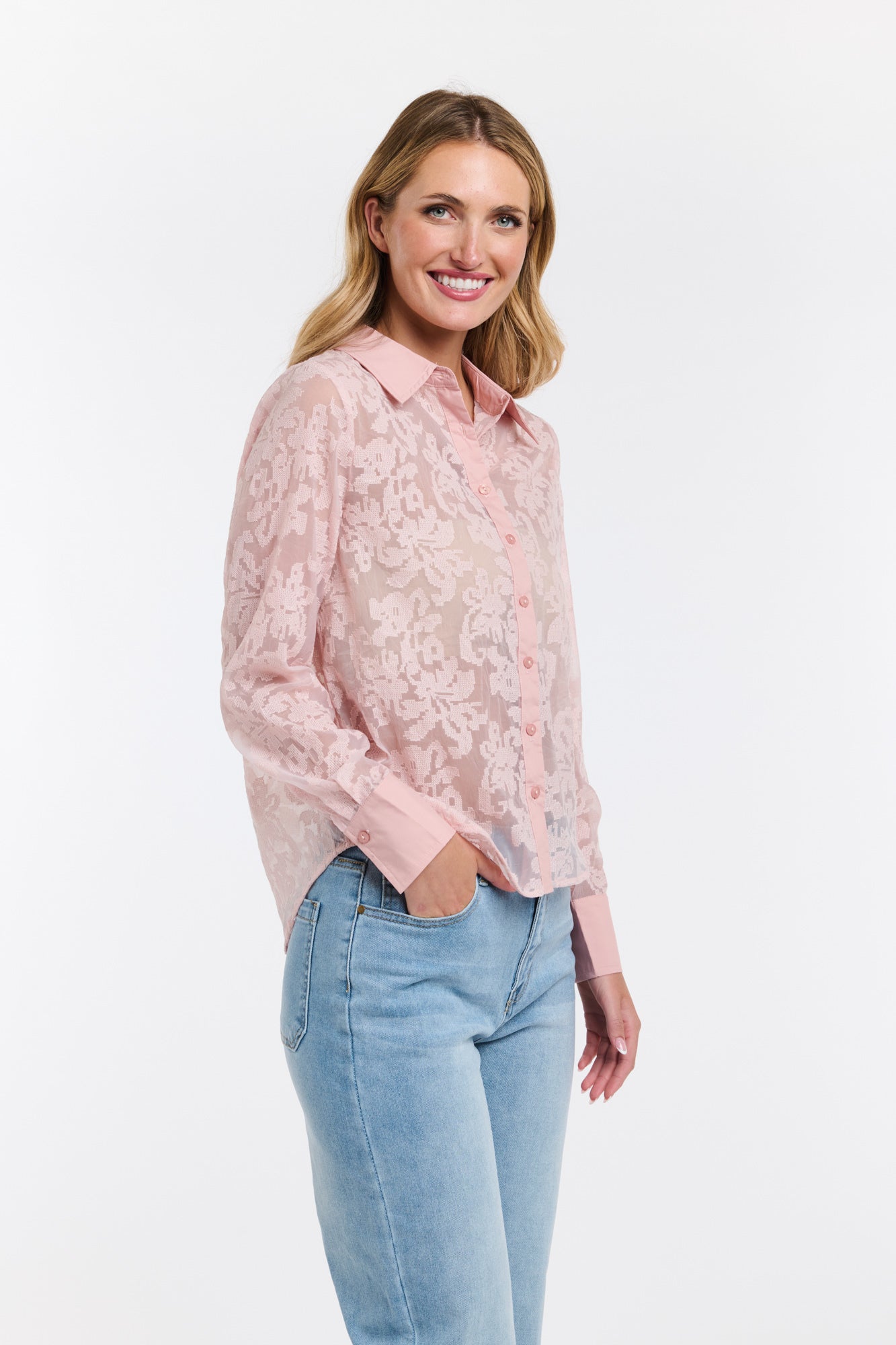 SILVIA PINK X-STITCH SHIRT