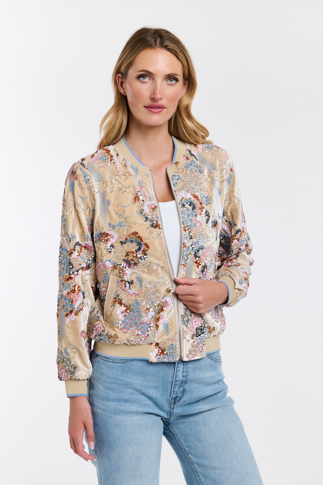 IVORY CHARM BOMBER JACKET