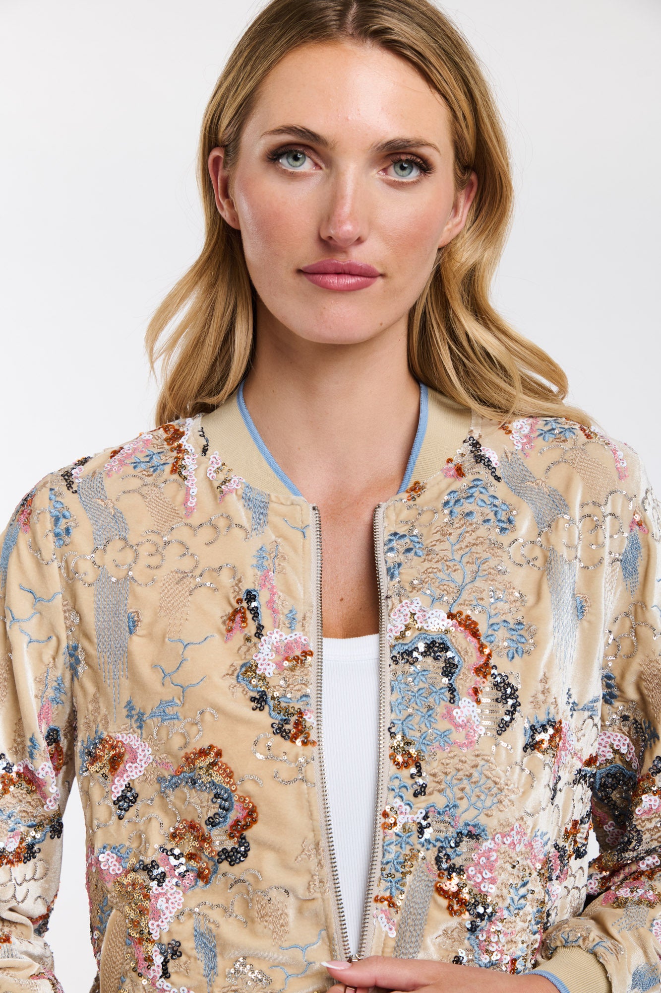 IVORY CHARM BOMBER JACKET