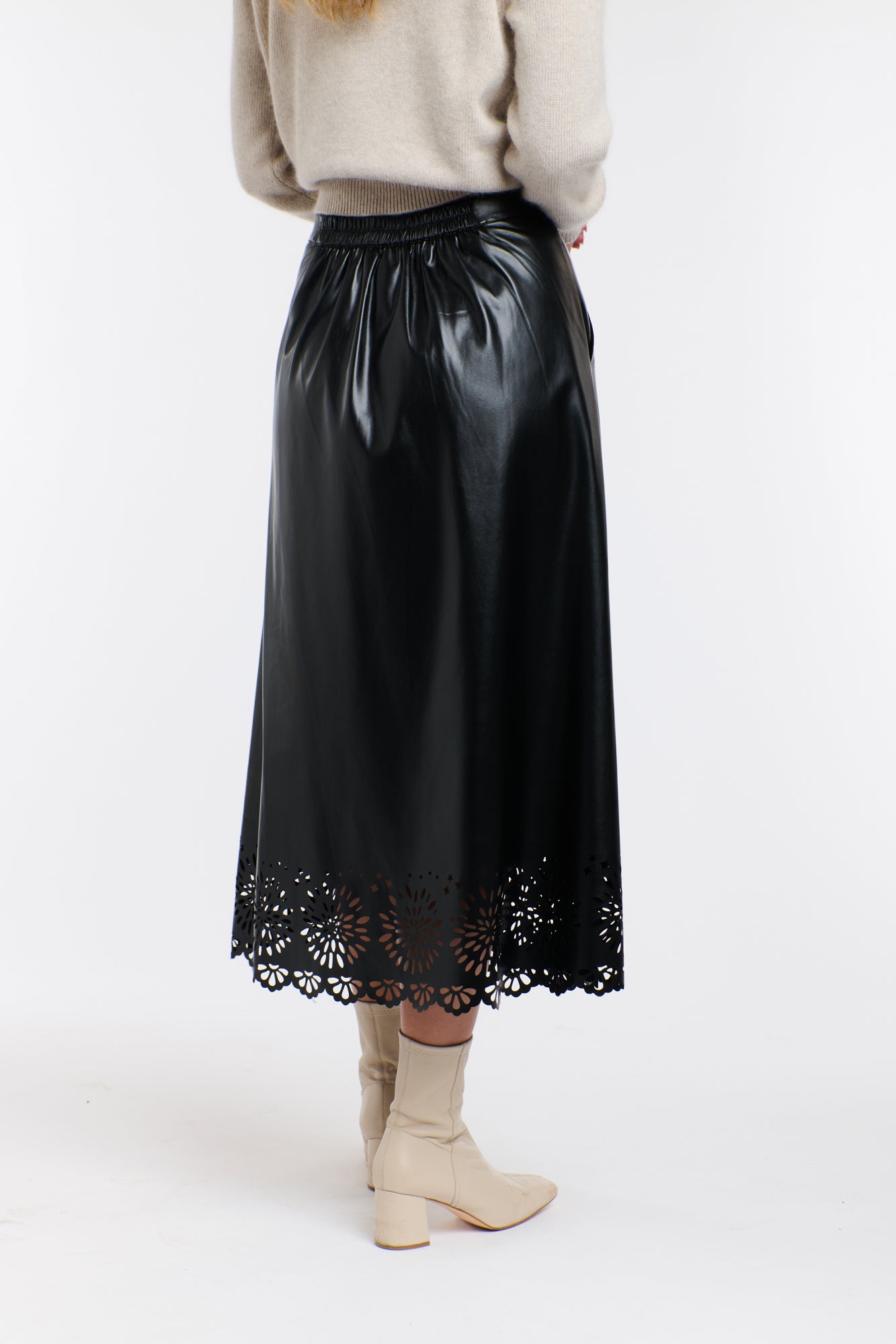 RAVEN LASER CUT PU SKIRT