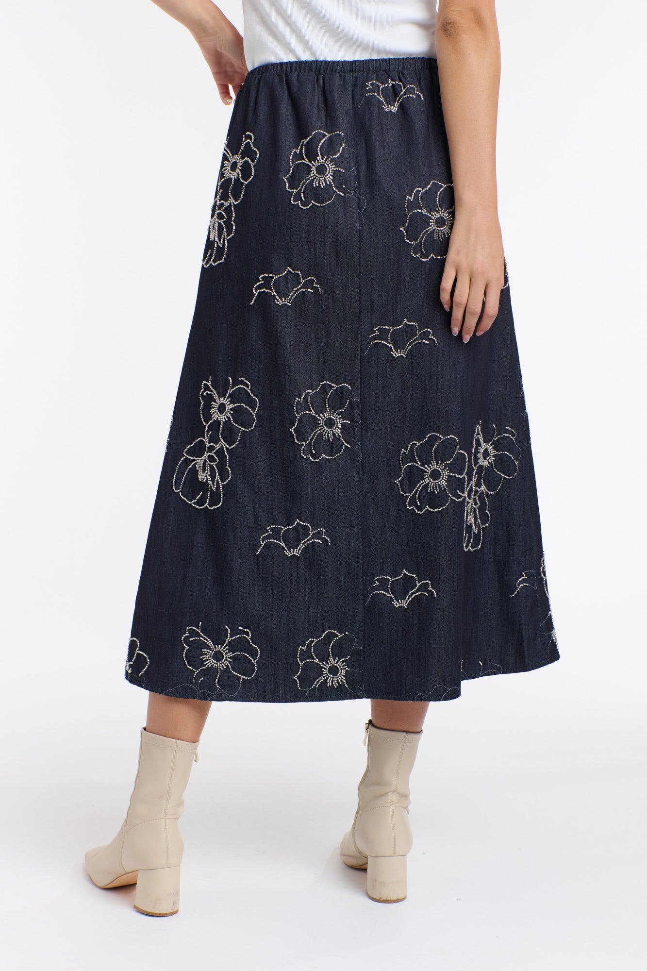 ESTELLE DENIM SEQUINS SKIRT