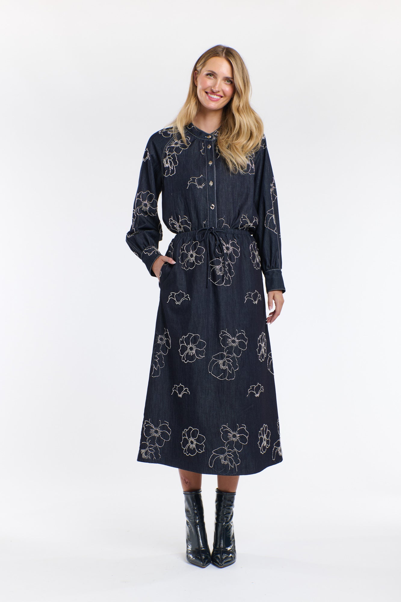 ESTELLE SEQUINS DENIM SKIRT