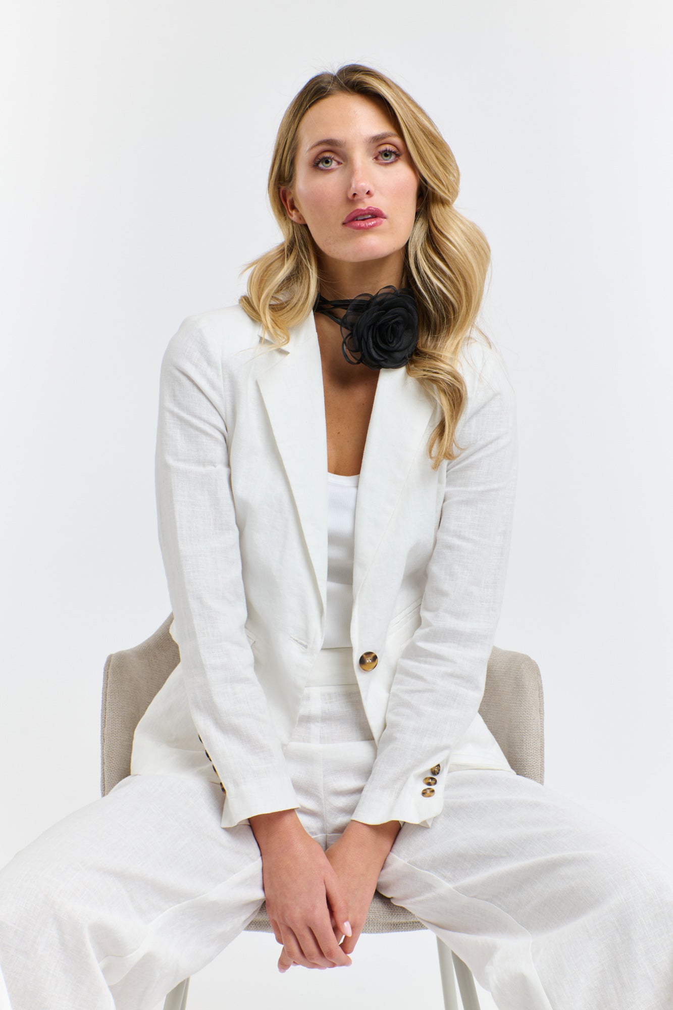 PORTOFINO LINEN BLAZER WHITE