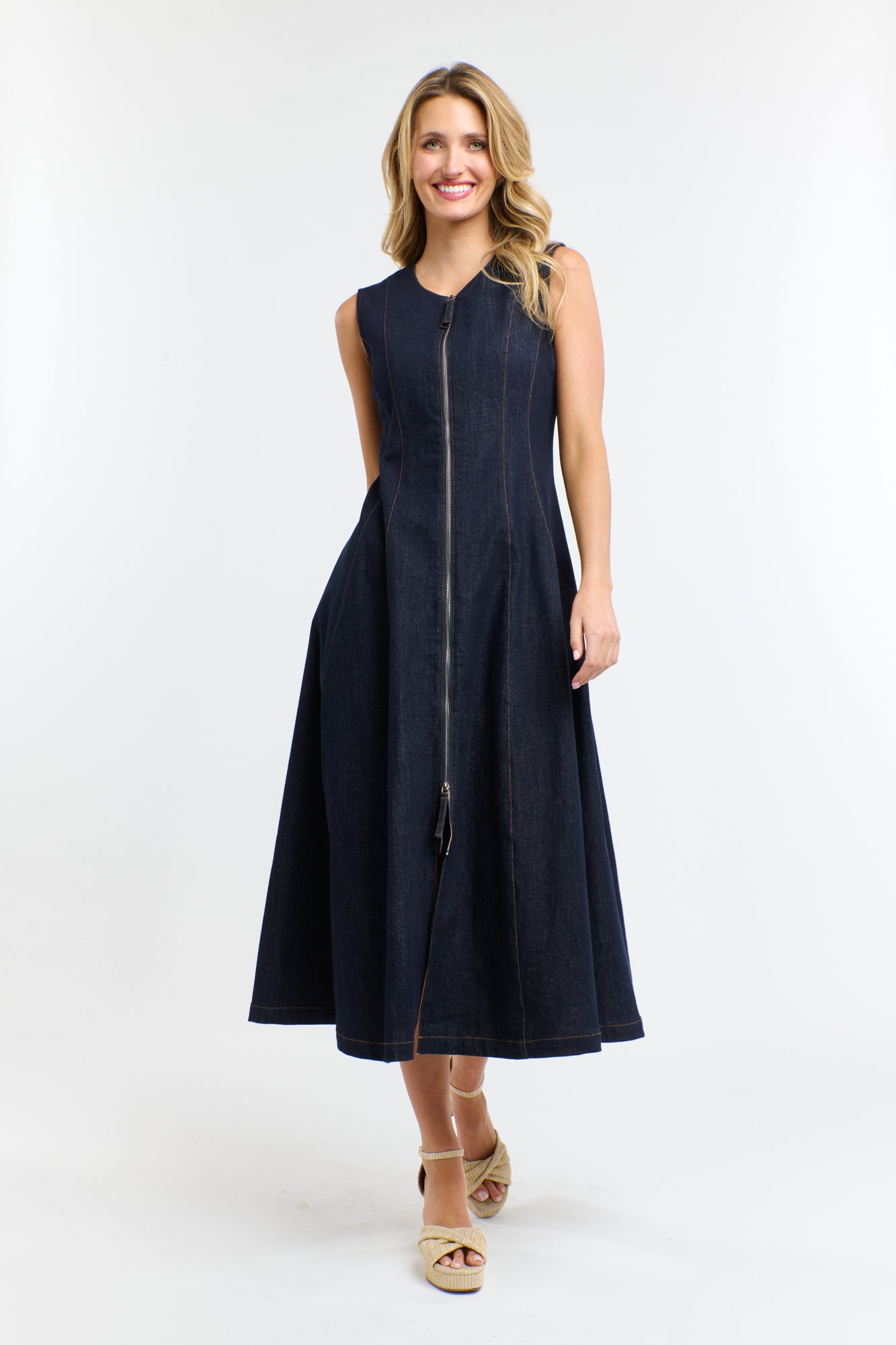 OLSEN DENIM ZIP DRESS