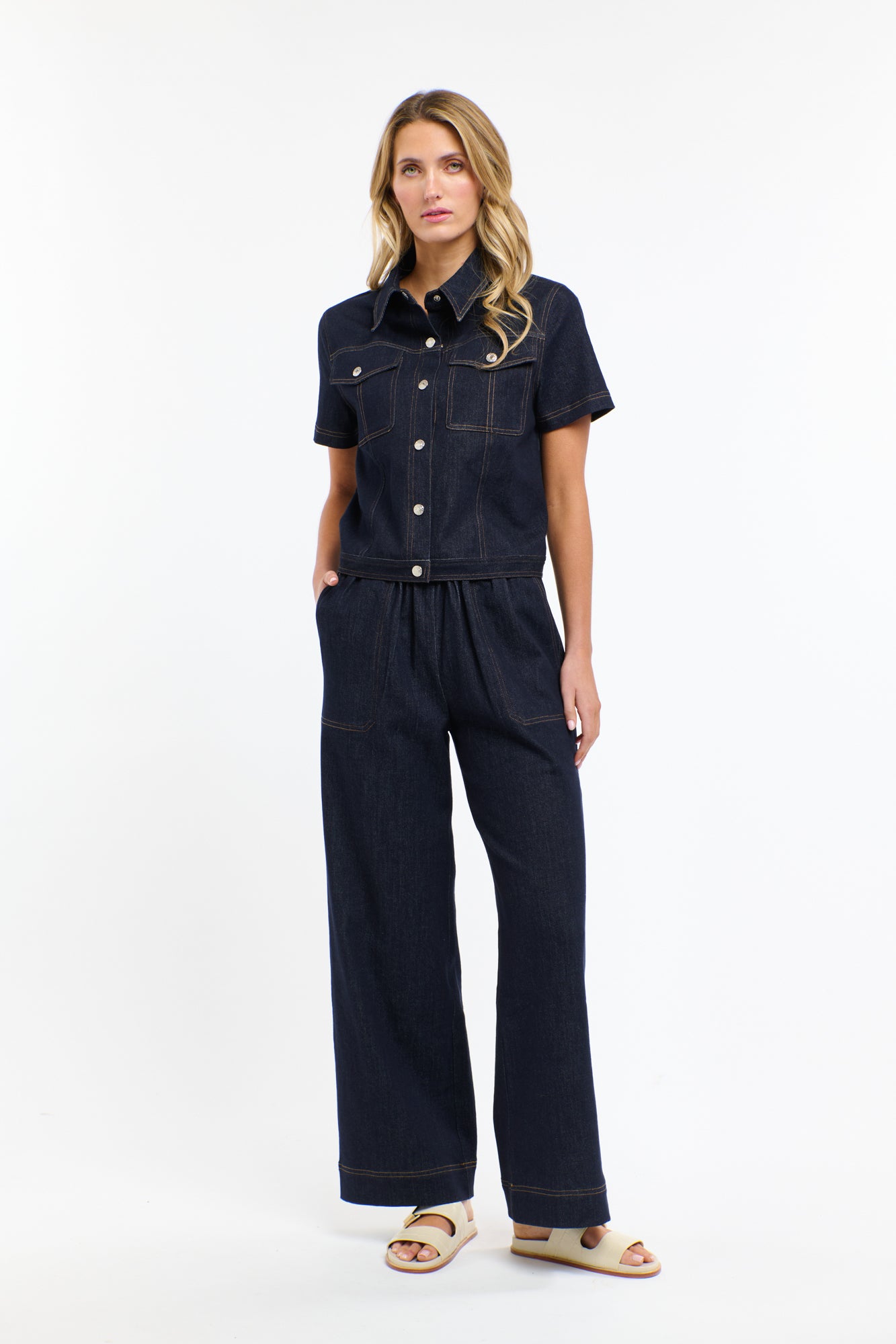 MISHA DRAWCORD DENIM PANTS