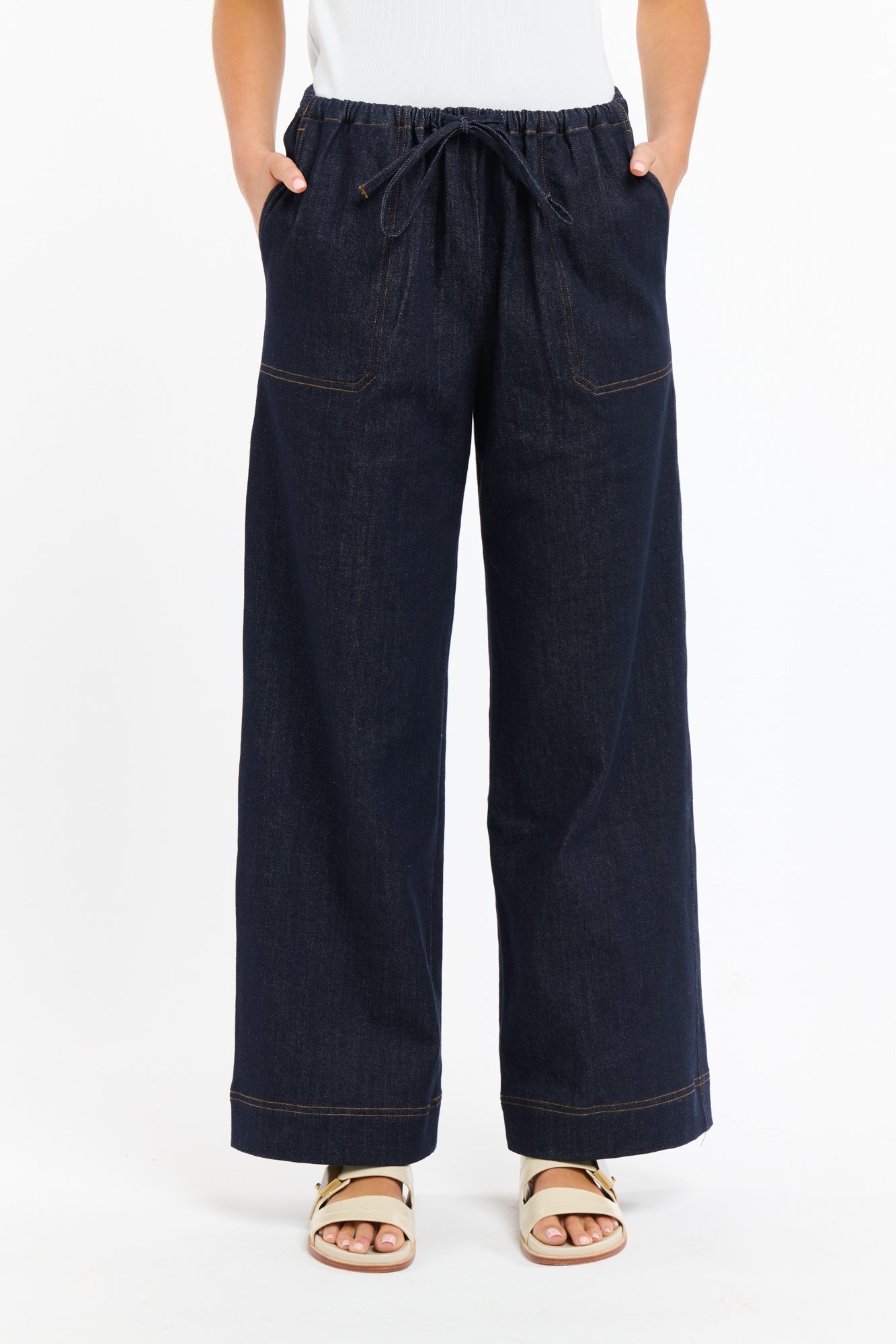 MISHA DRAWCORD DENIM PANTS